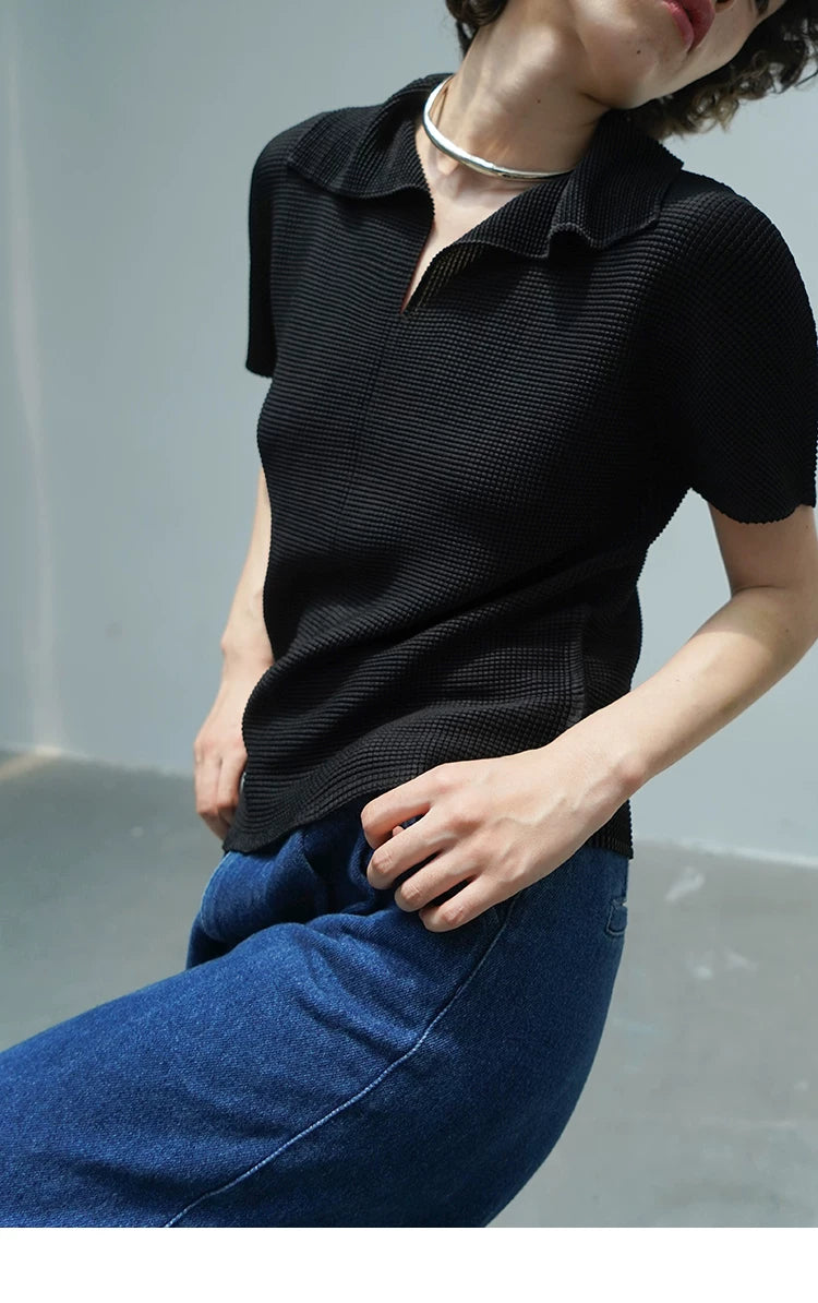 Micro-Piqué Polo Top