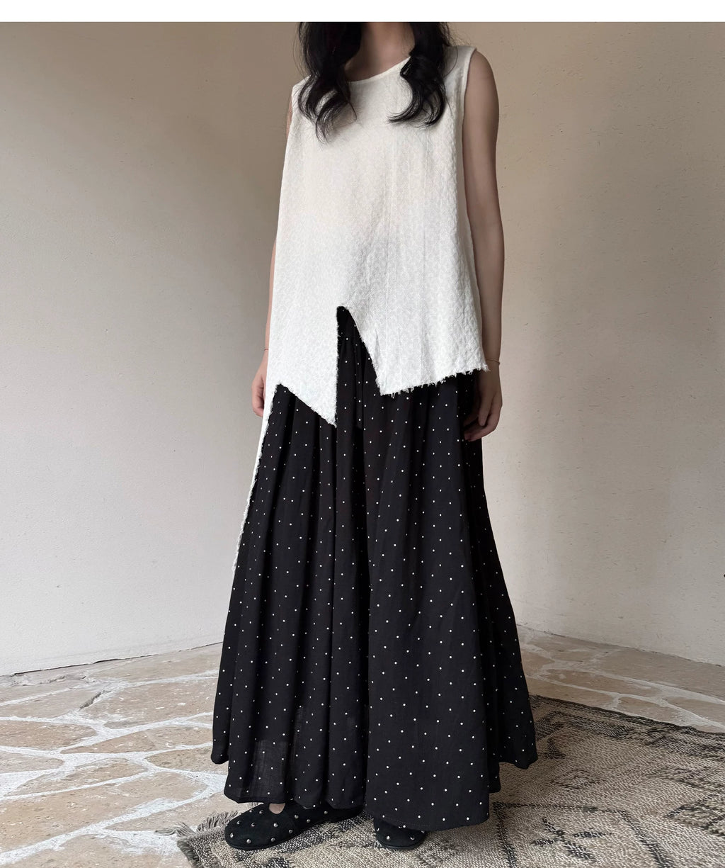 Frayed Asymmetric Linen-Cotton Longline Vest