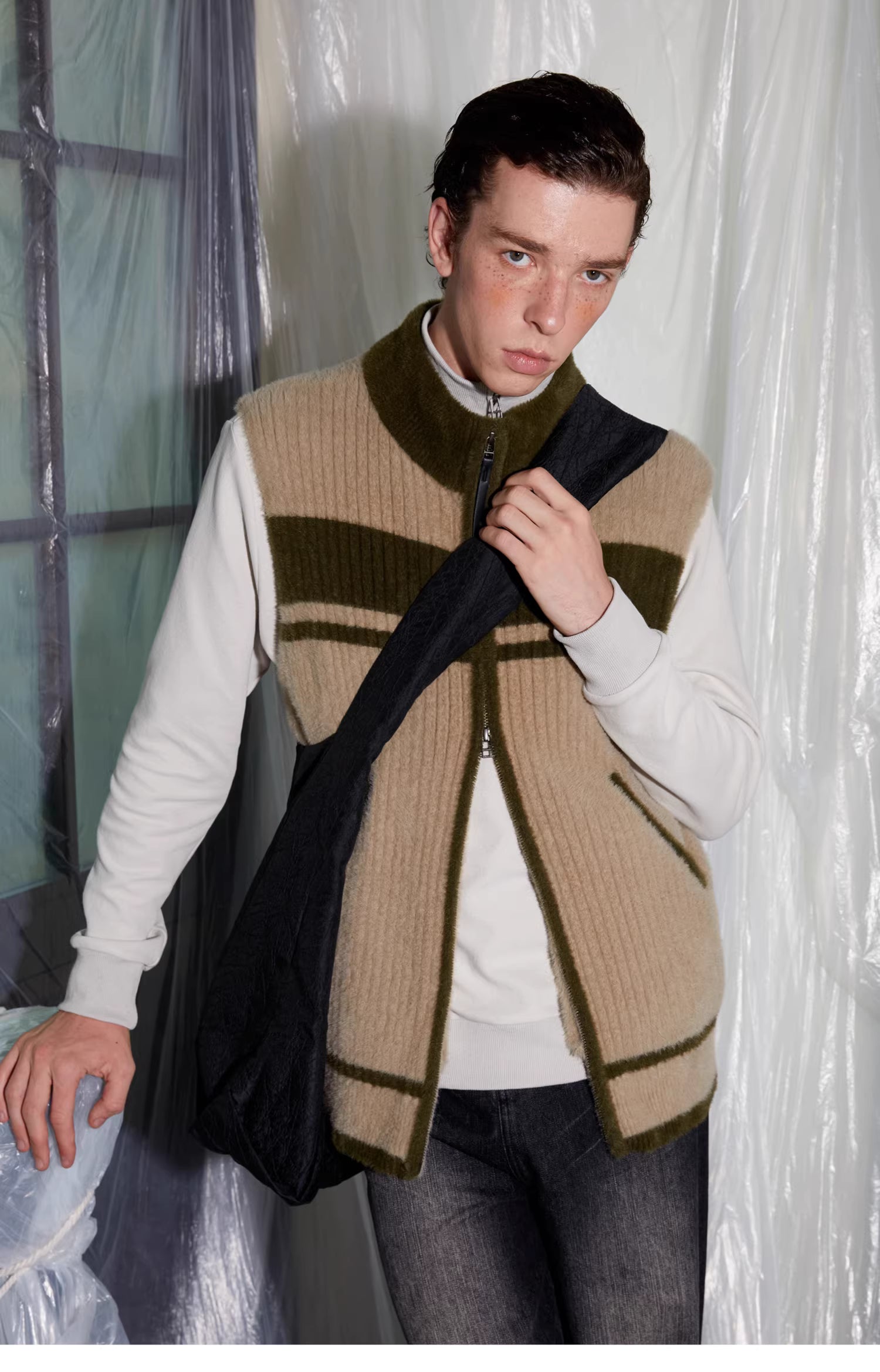 Striated Rib Knit Vest
