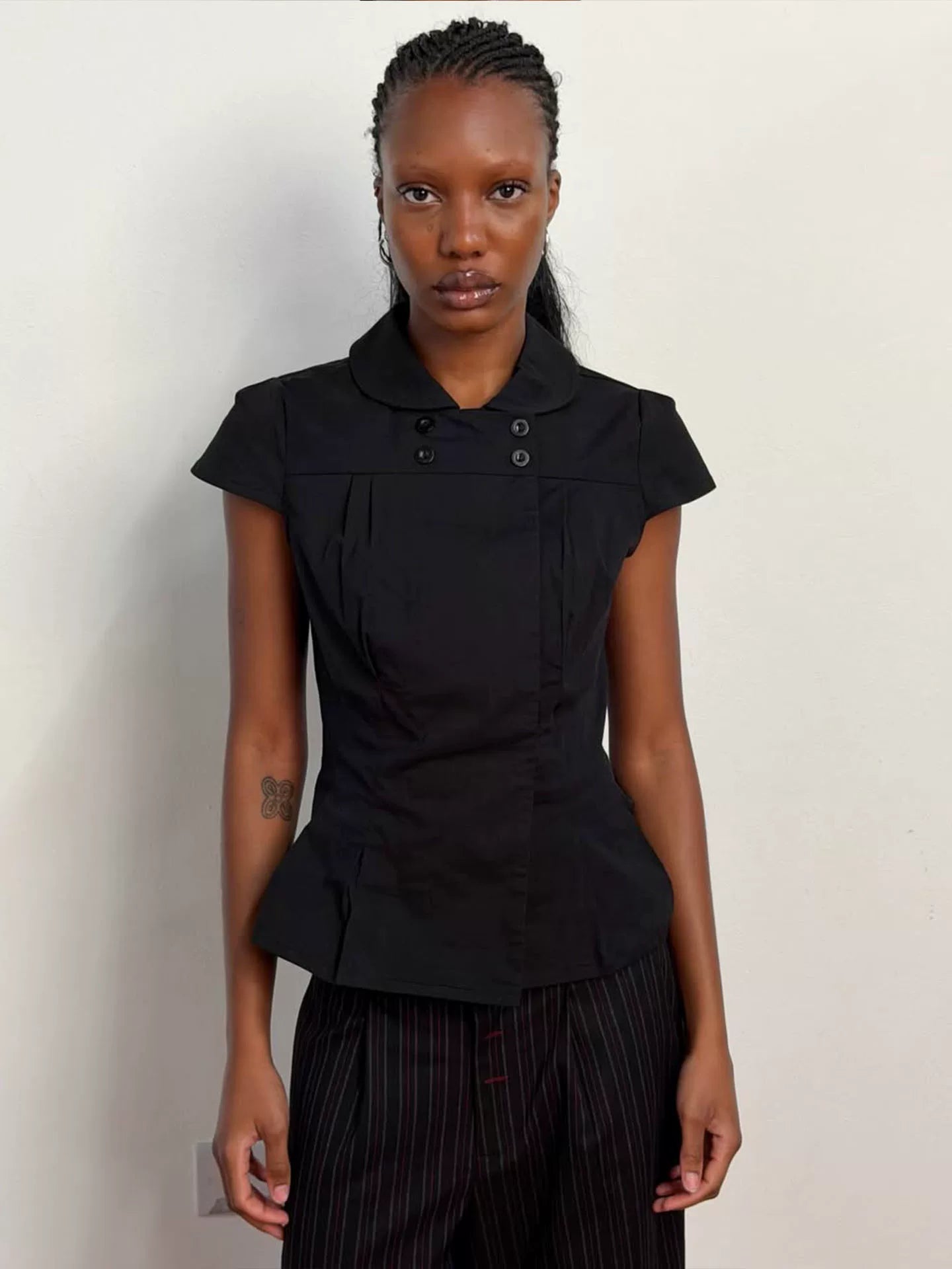 Missy Tailored Cap Sleeve Blouse
