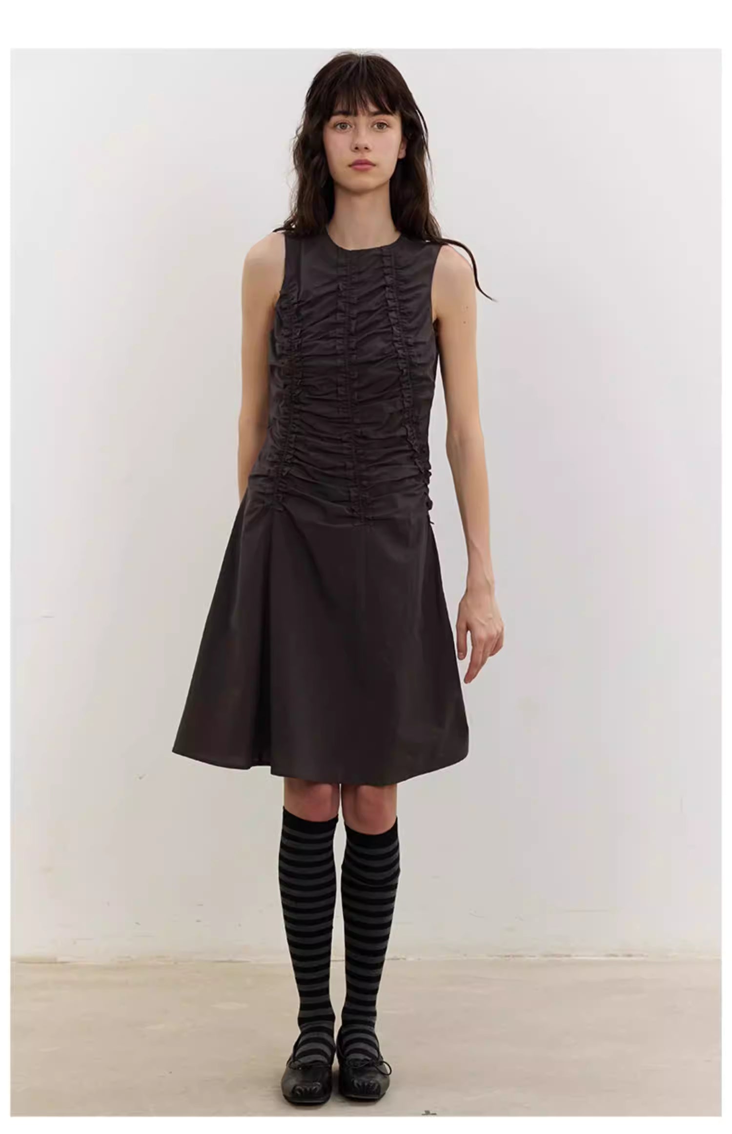 Arbour Ruched Column Dress in White or Black Ink