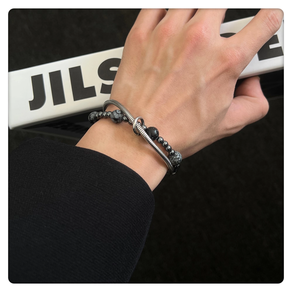 Obsidian Coil Double Wrap Bracelet