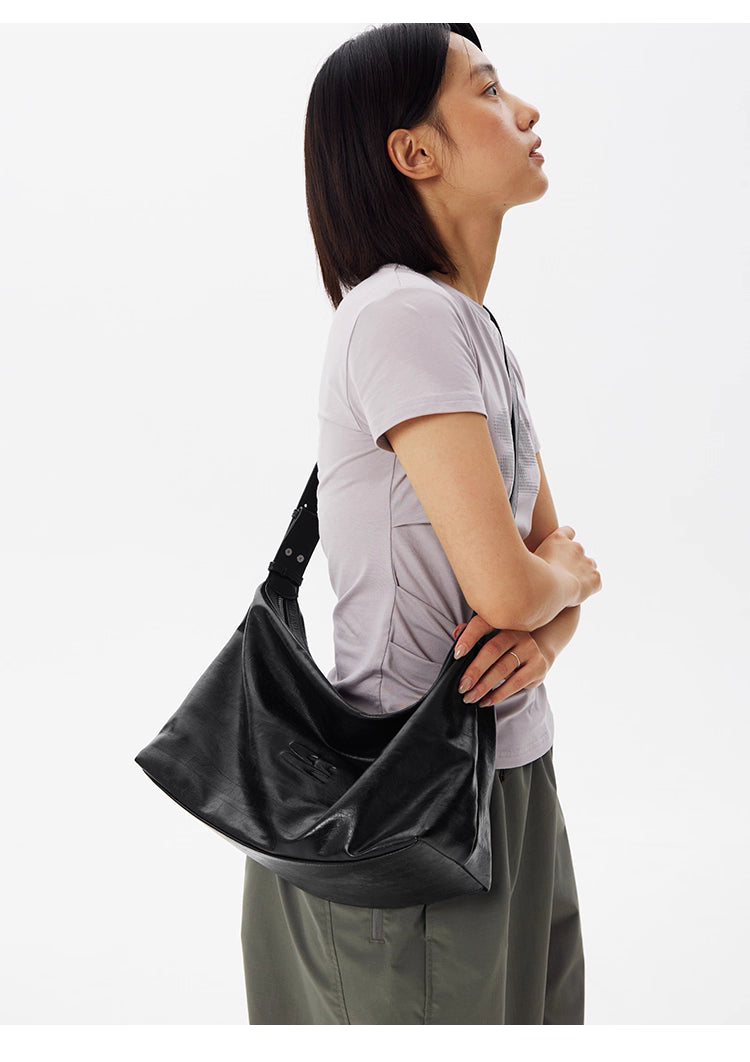 Black Leather Medium Crossbody Bag