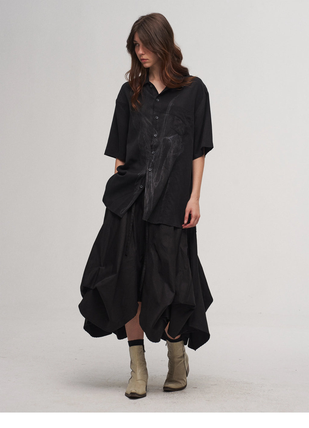 Fluid Draped Skirt Pants