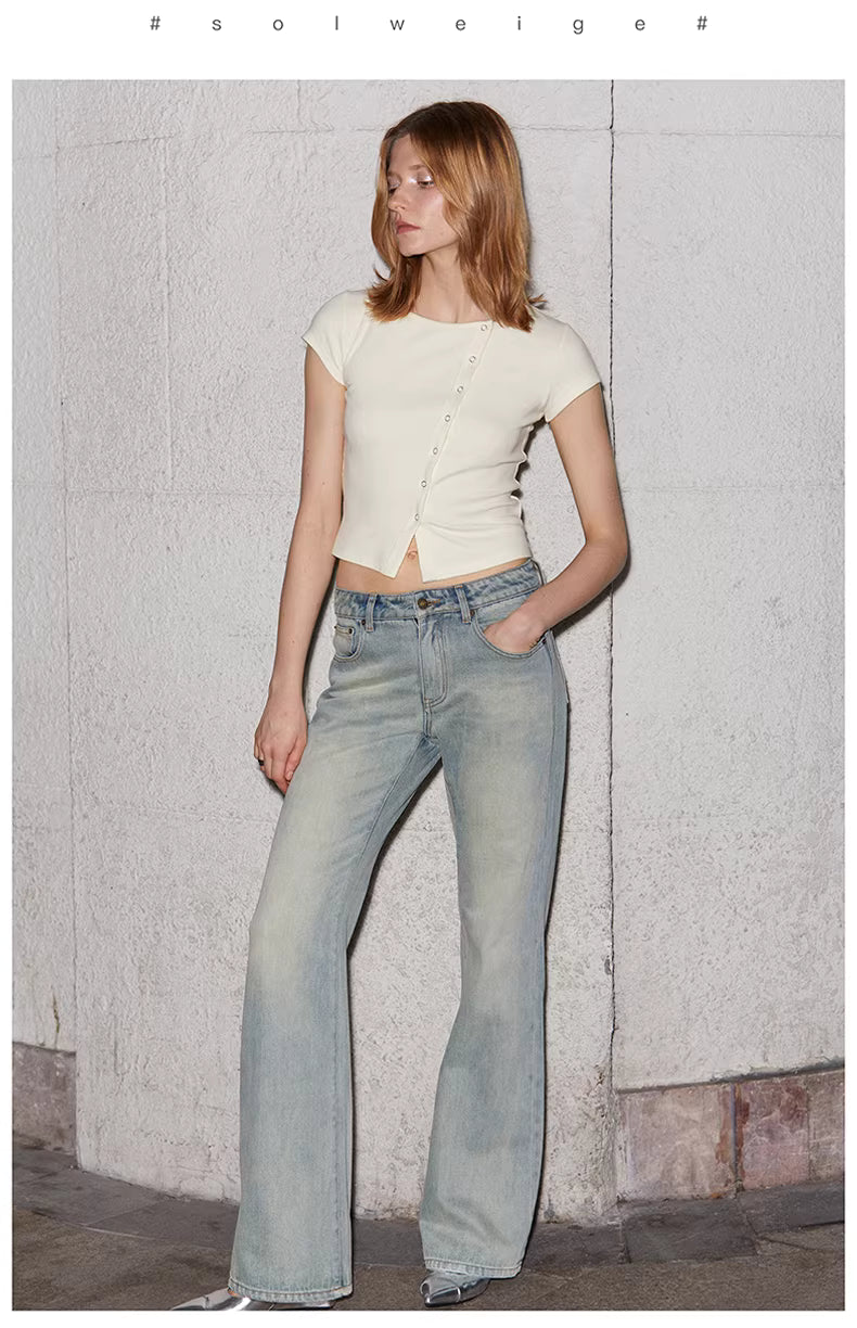 Asymmetric Snap-Front Baby Tee