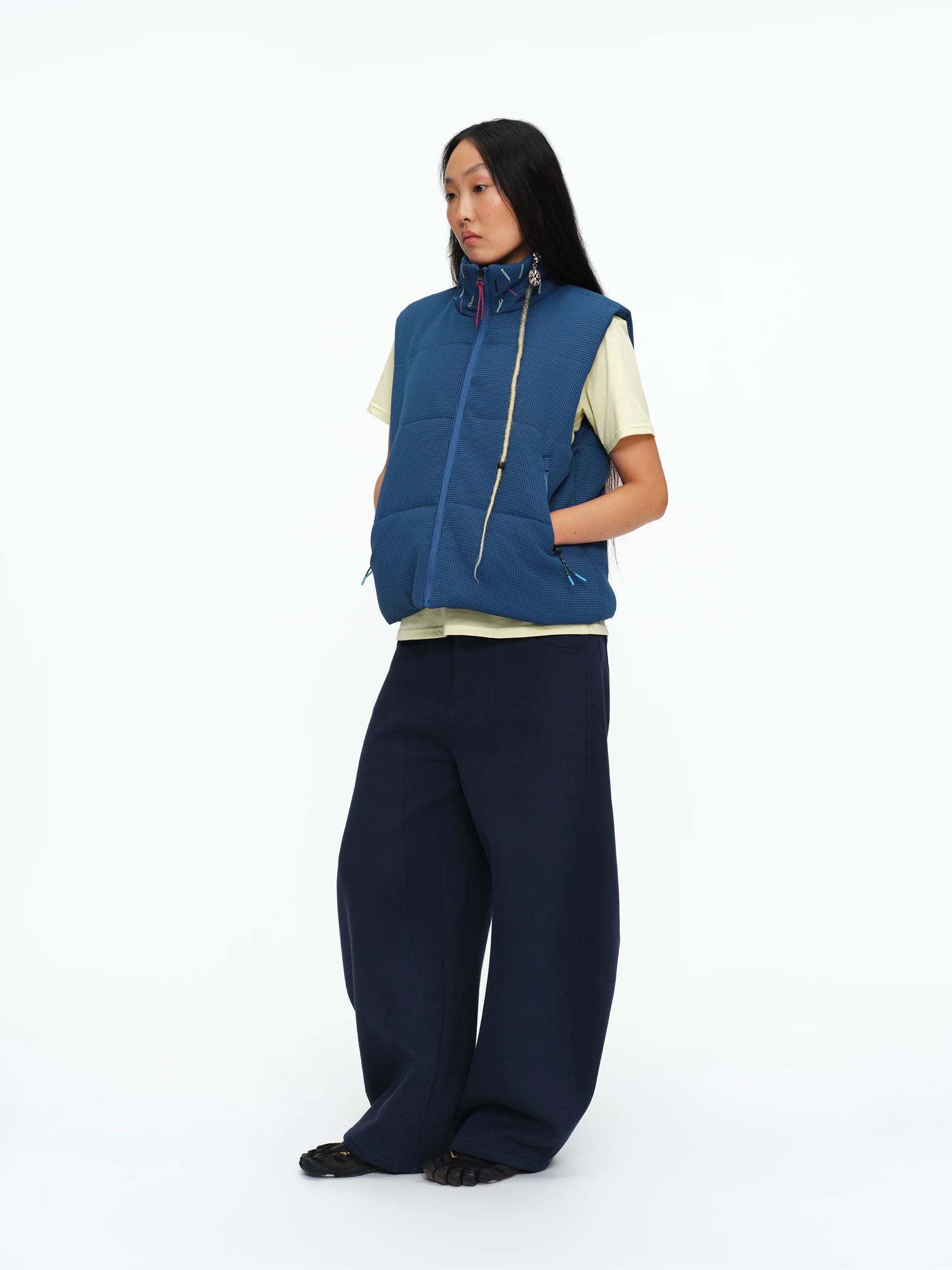 Scatter Stitch Waffle Vest in Prussian Blue
