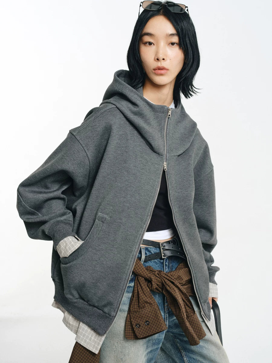 Detachable Plaid Layer Hoodie