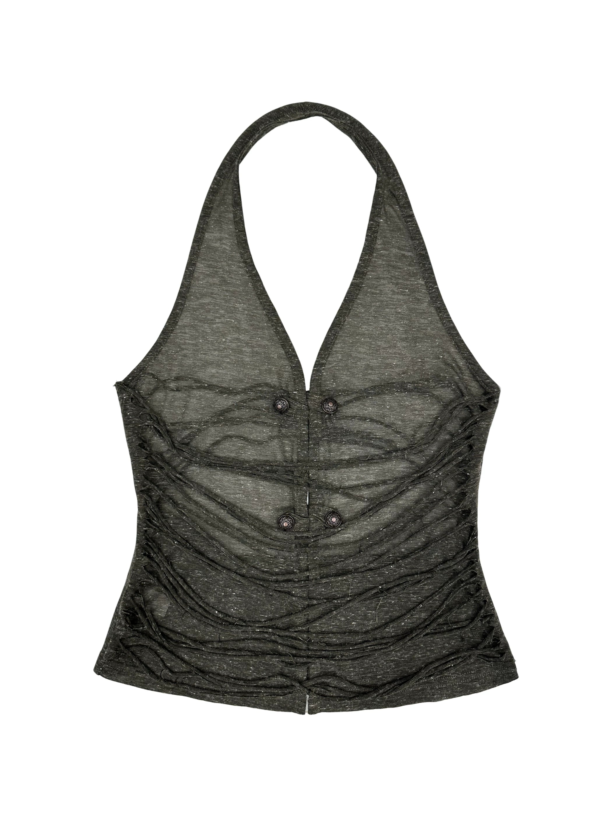 Ashen Ruche Halter Top