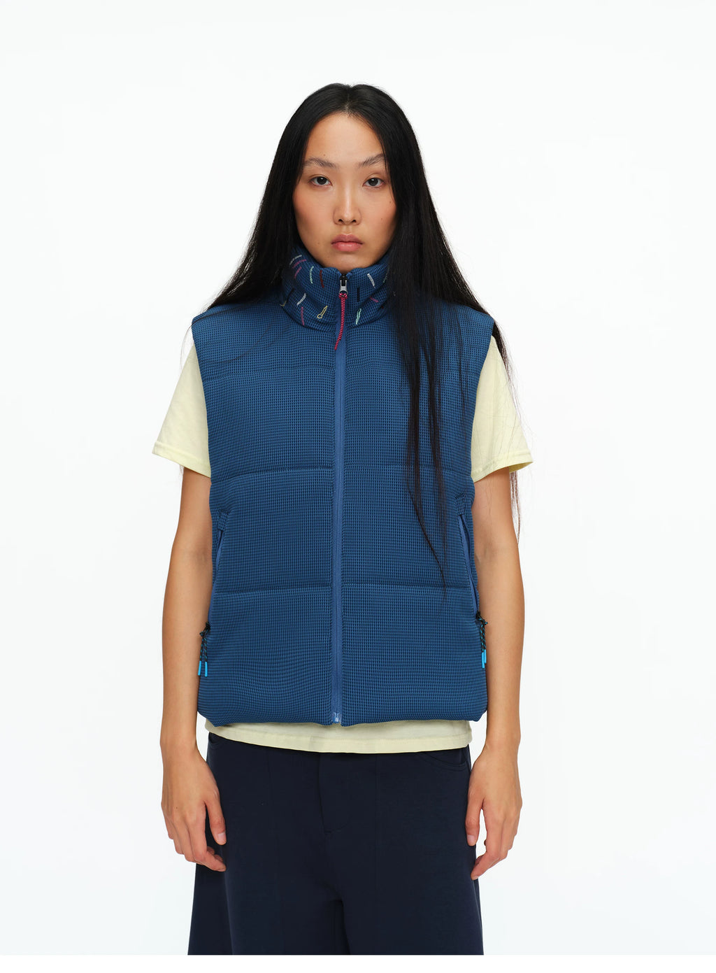 Scatter Stitch Waffle Vest in Prussian Blue