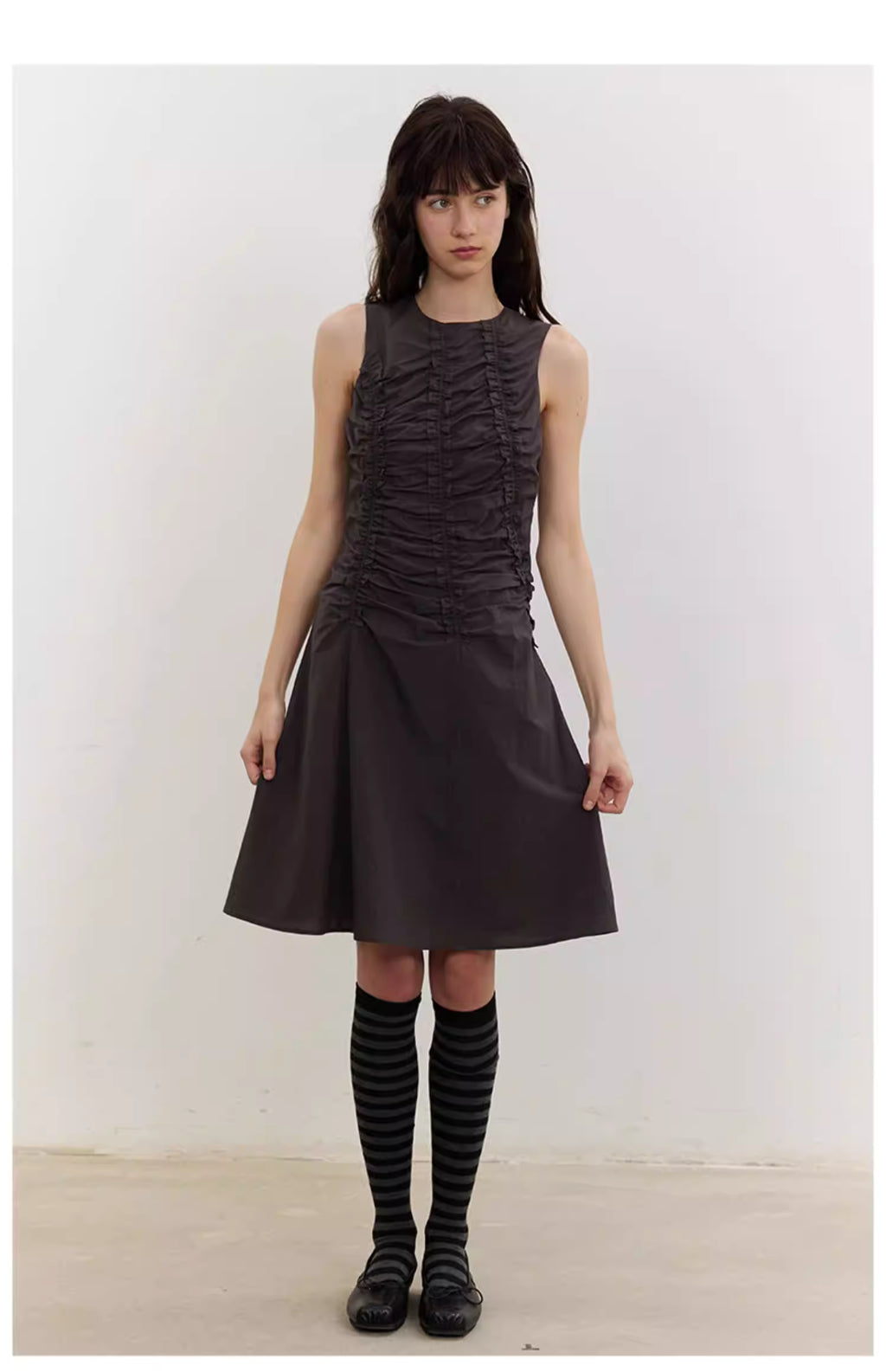 Arbour Ruched Column Dress in White or Black Ink