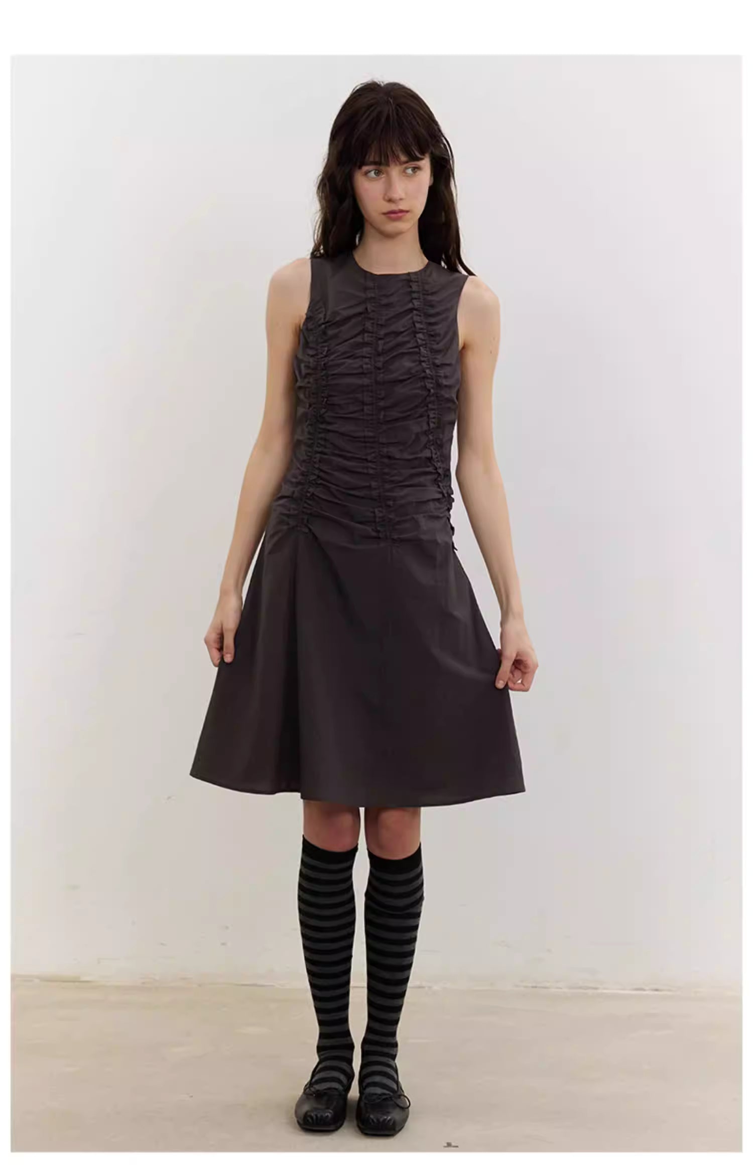 Arbour Ruched Column Dress in White or Black Ink