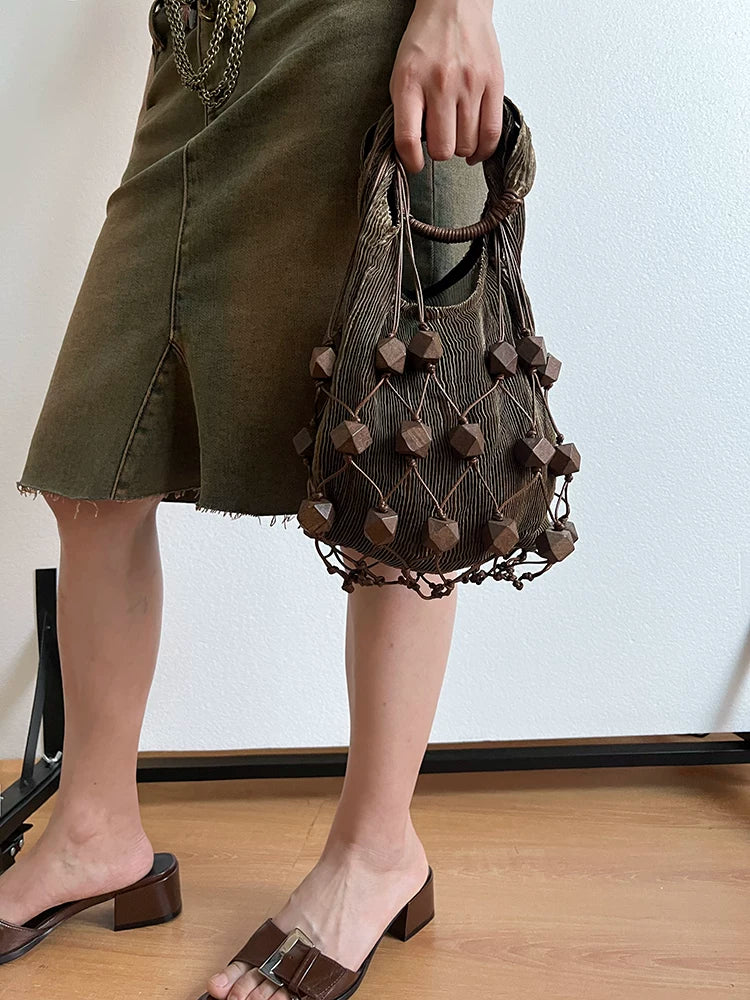 Cord Lattice Bead Bag
