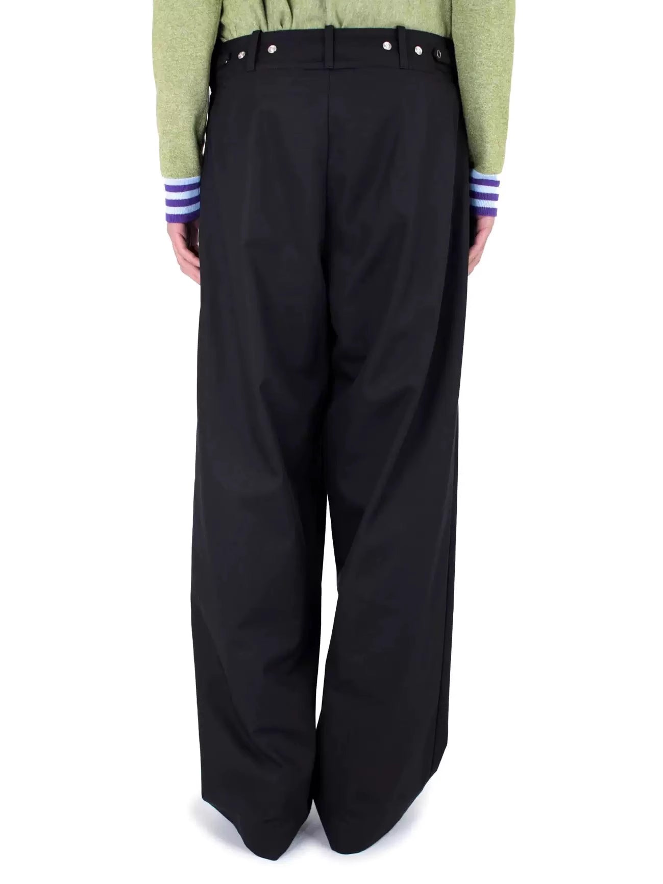 Architectural Drape Pants with Waist Overlap