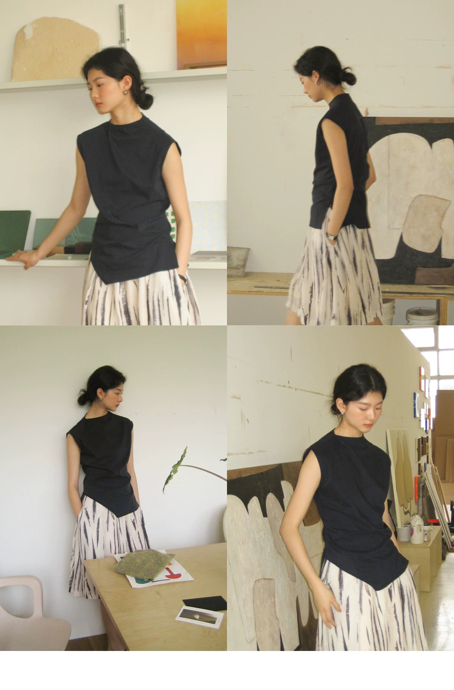 Lyocell Linen Sleeveless Top in Terracotta or Navy