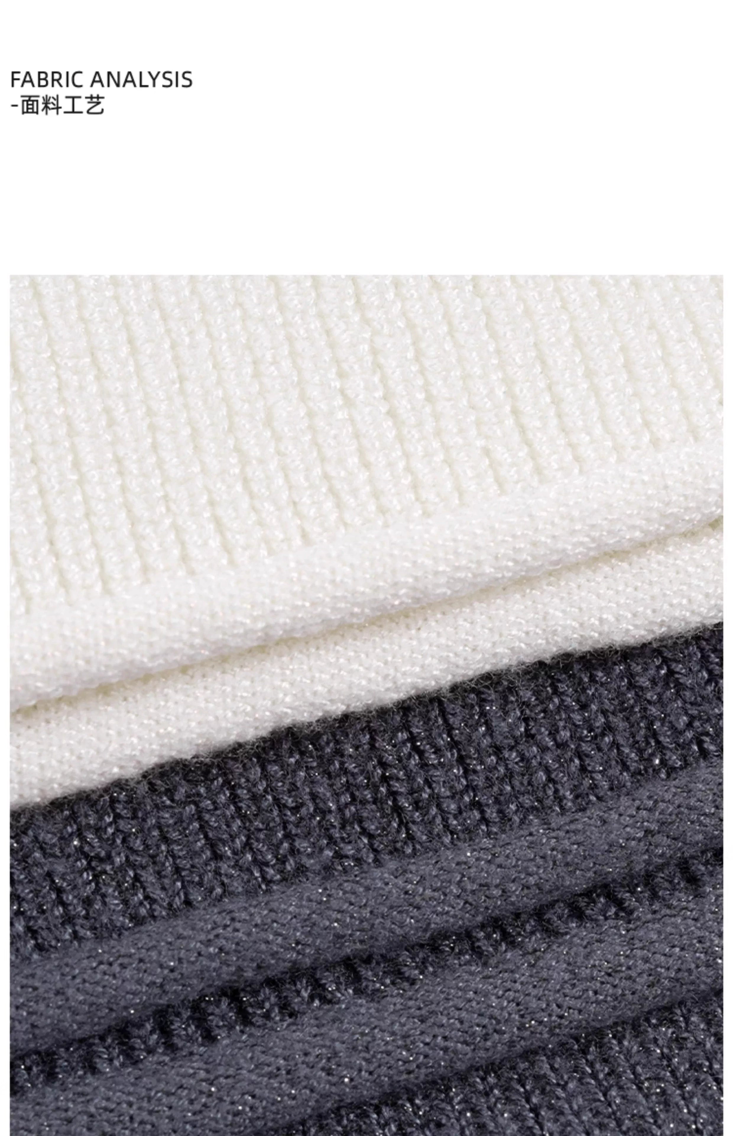 Geometric Strap Knit Long Sleeve Top