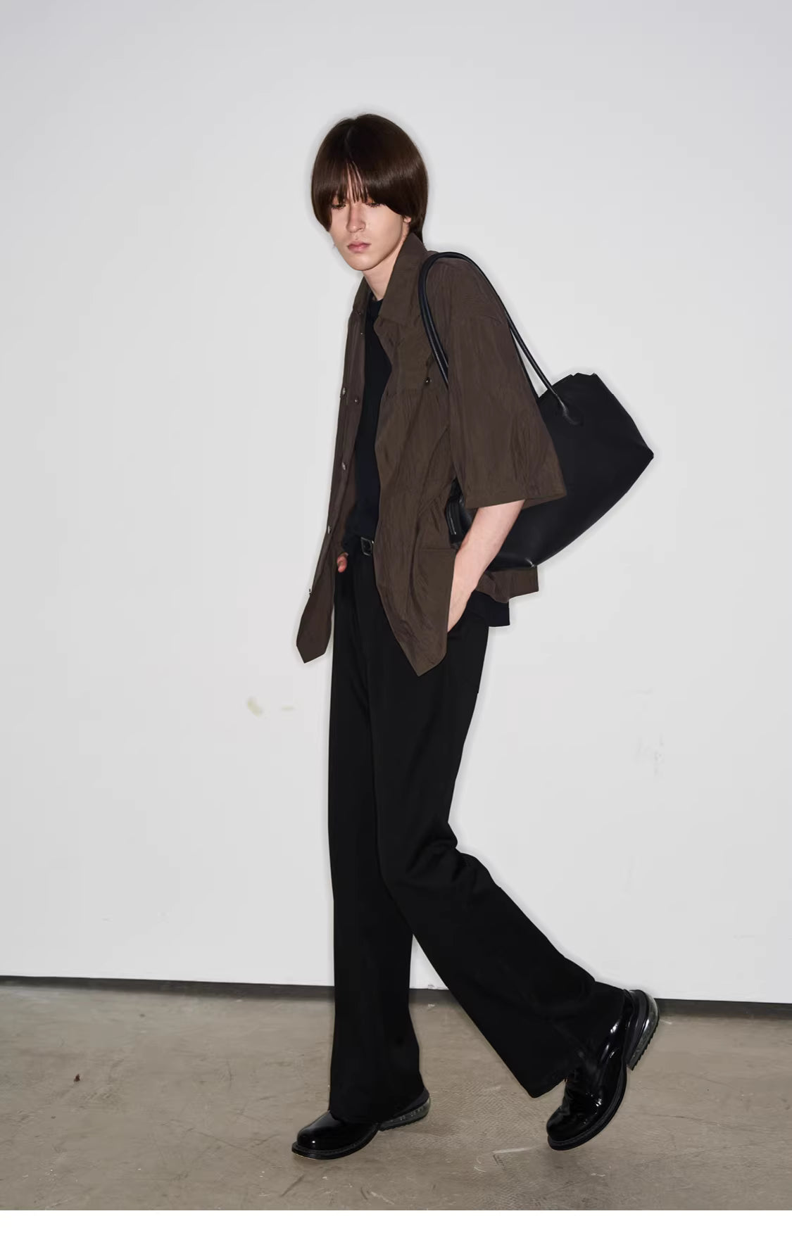Fluid State Lapel Collar Button-Up Shirt