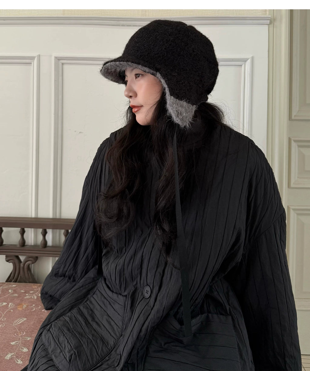 Crinkled Quilted Utility Jacket – Black