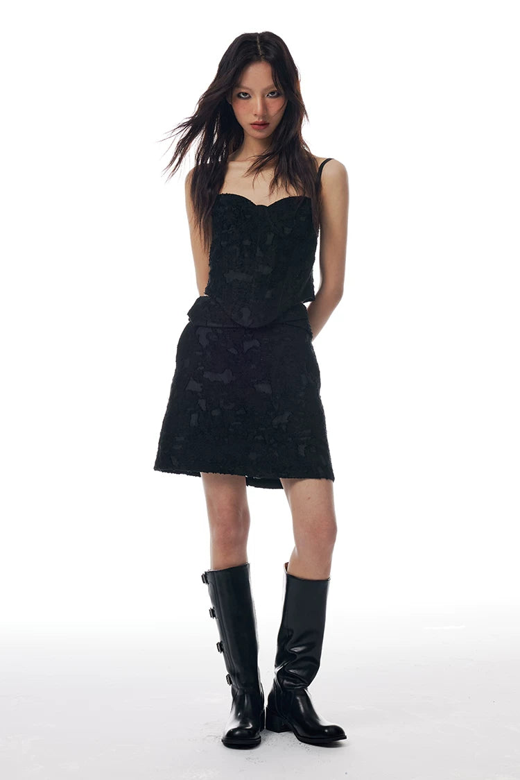Lace Jacquard Corset & Mini Skirt Set