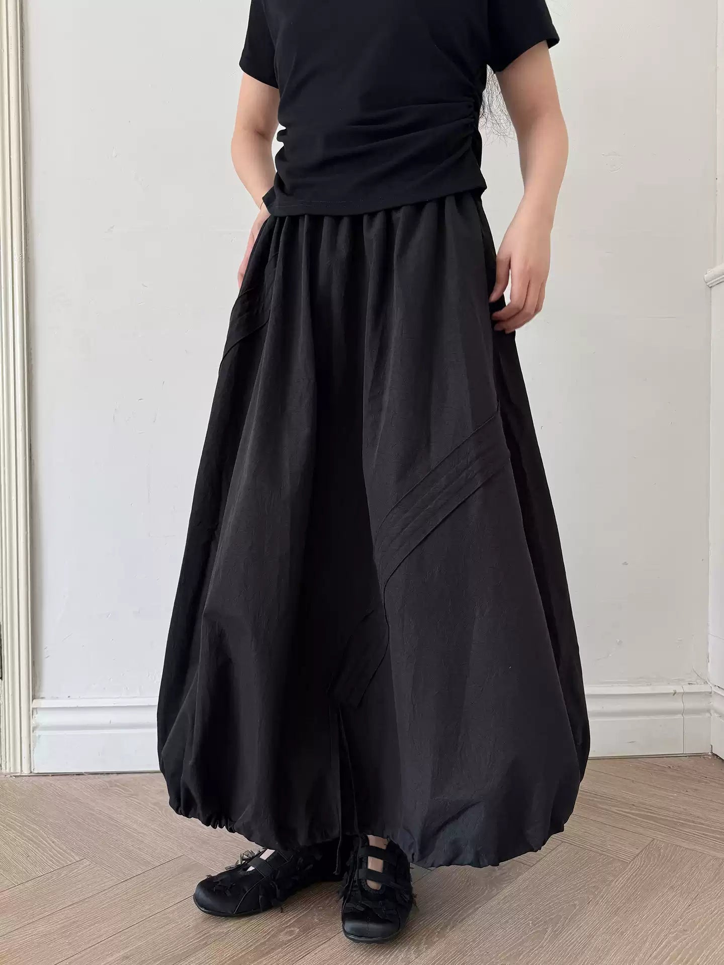 Adjustable Bubble Hem Maxi Skirt