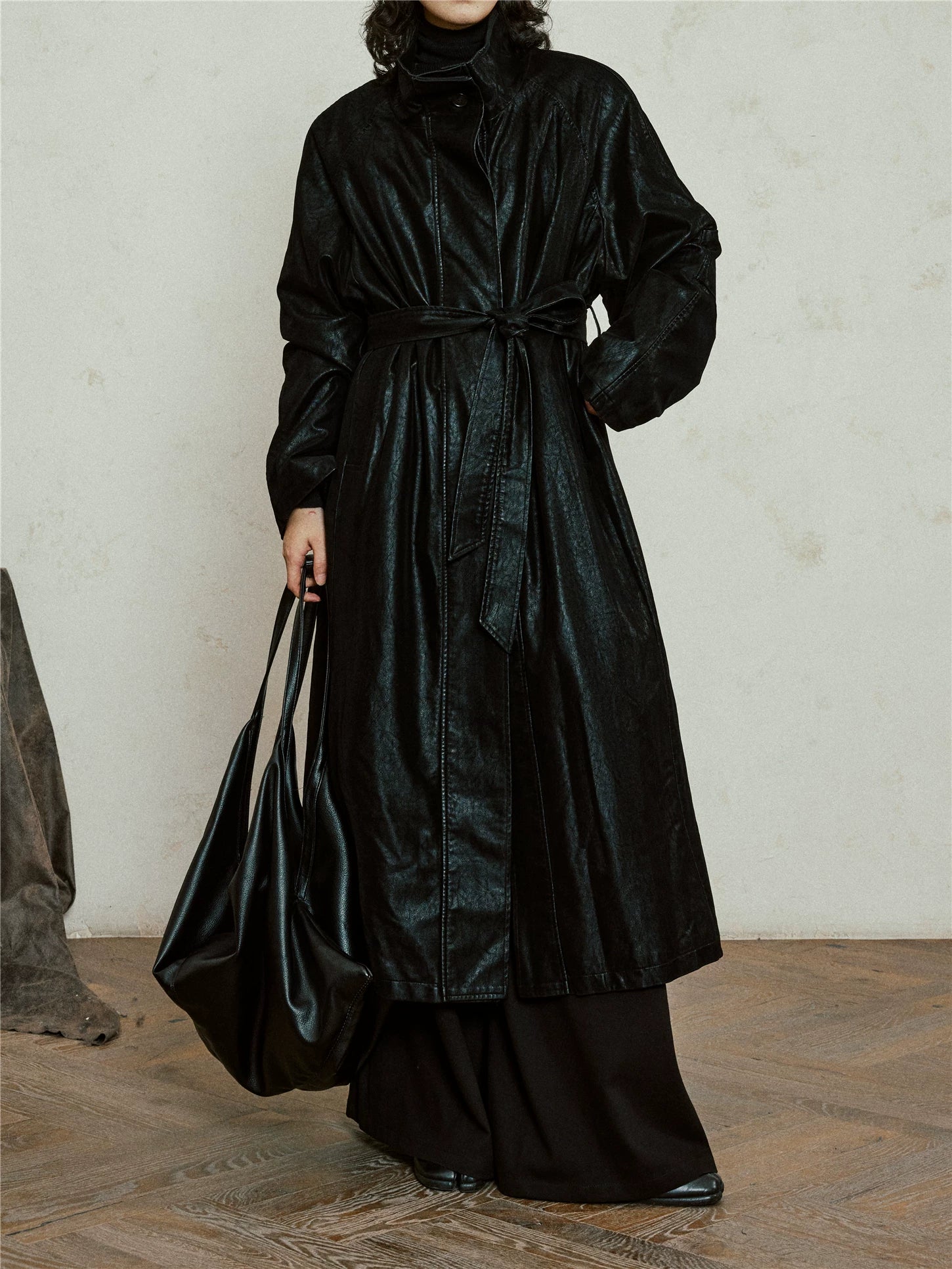 Nomad Matte Leather Trench Coat