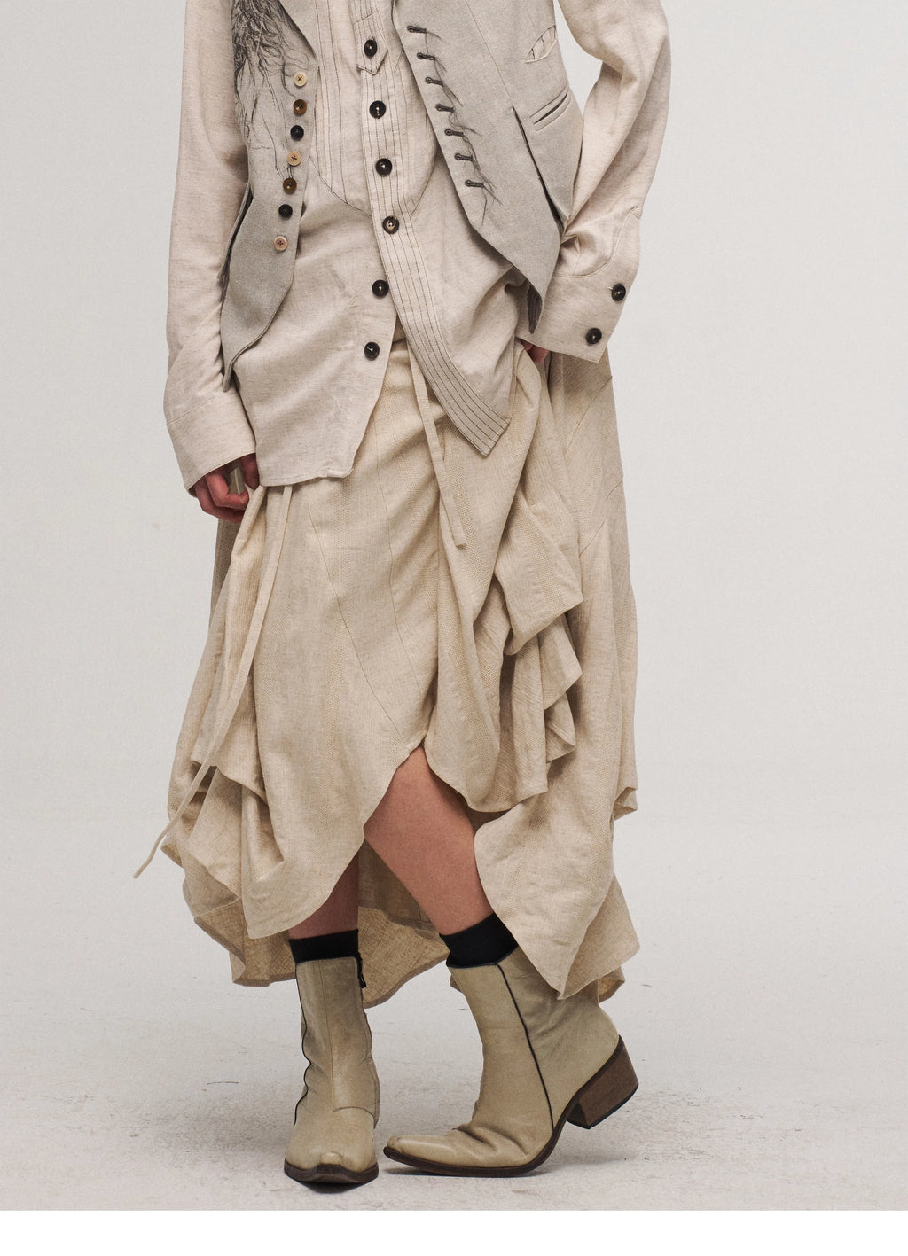 Dune Cascade Linen Skirt