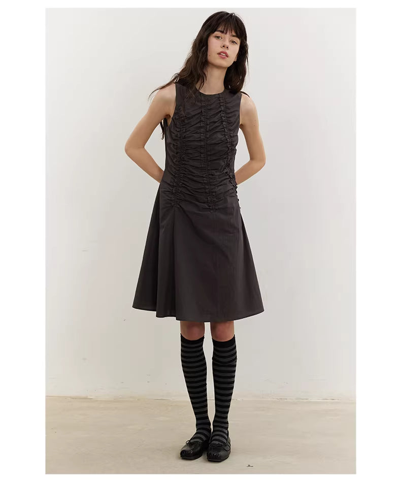 Arbour Ruched Column Dress in White or Black Ink