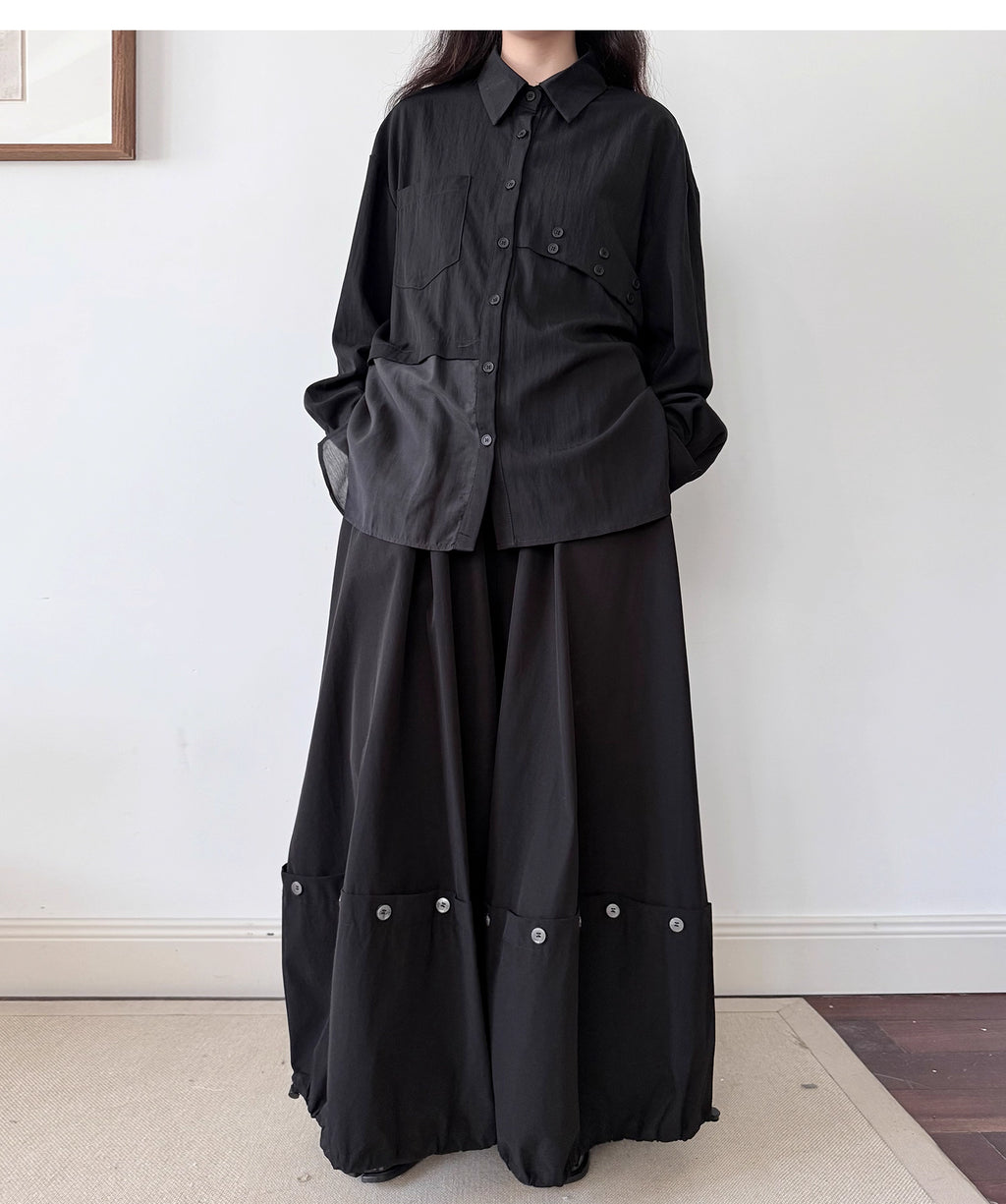 Button Detail Skirt Pants