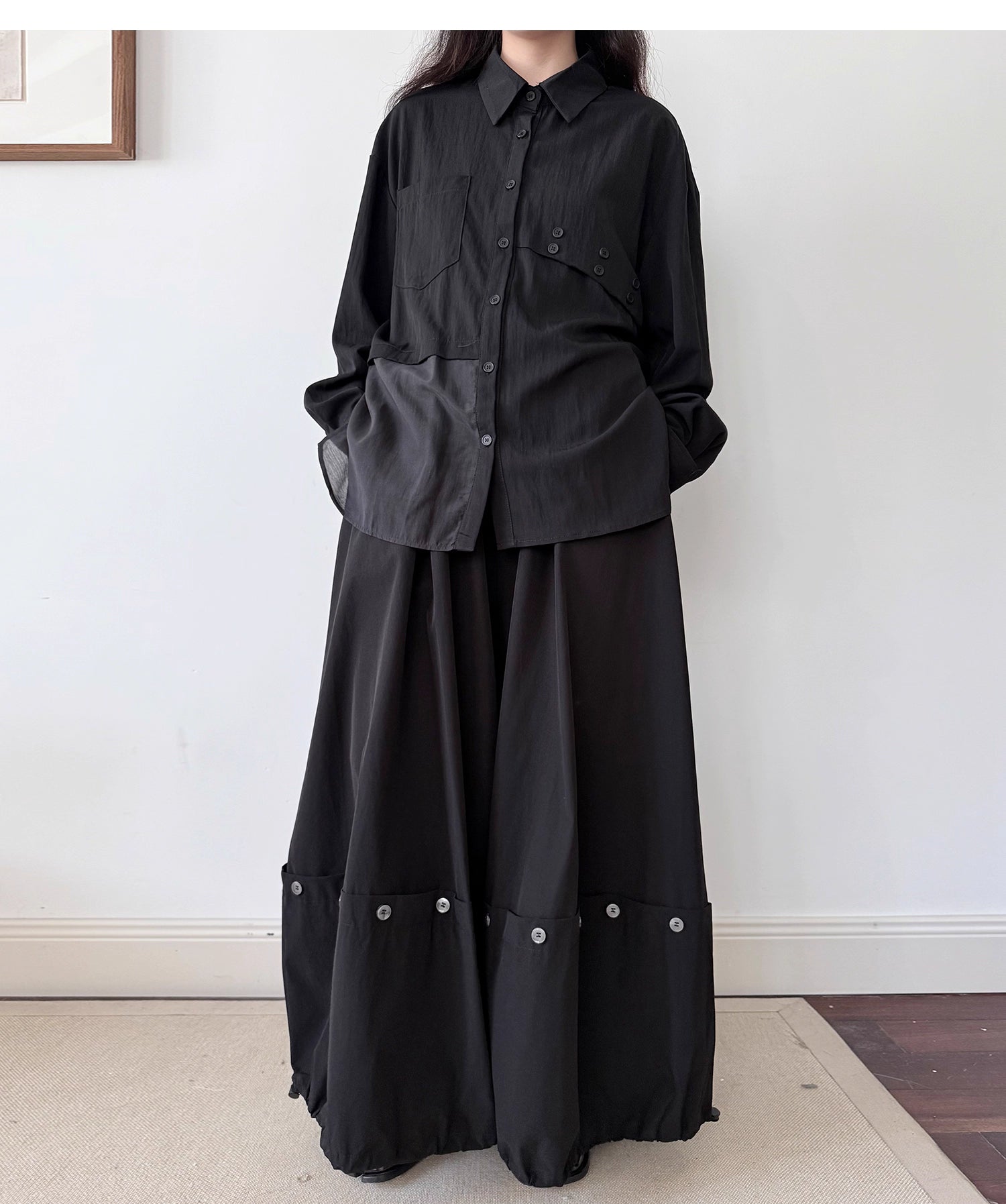 Button Detail Skirt Pants