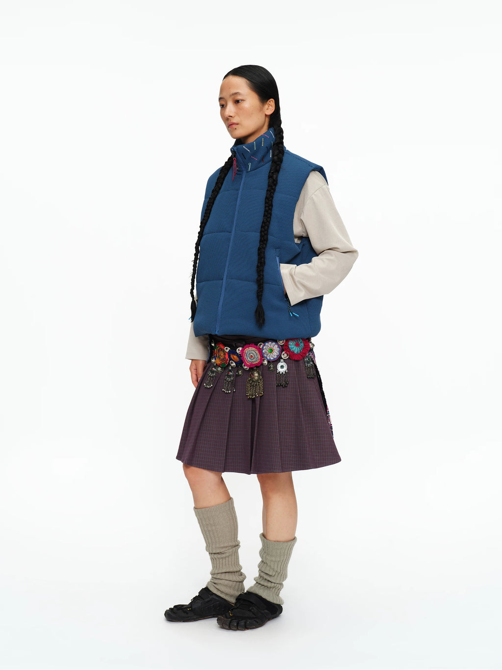 Scatter Stitch Waffle Vest in Prussian Blue