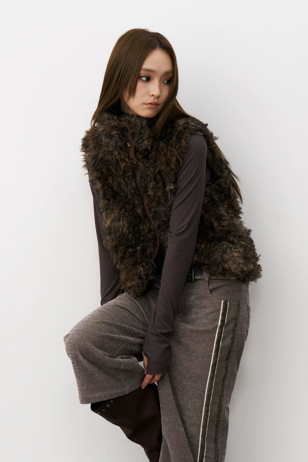 Mottled Faux Fur Vest