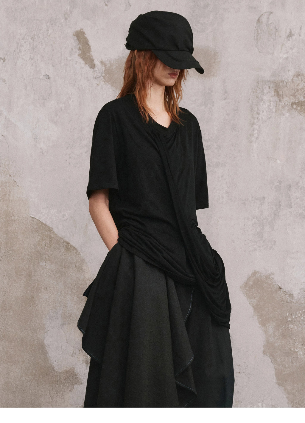 Asymmetric Draped Layered Shorts