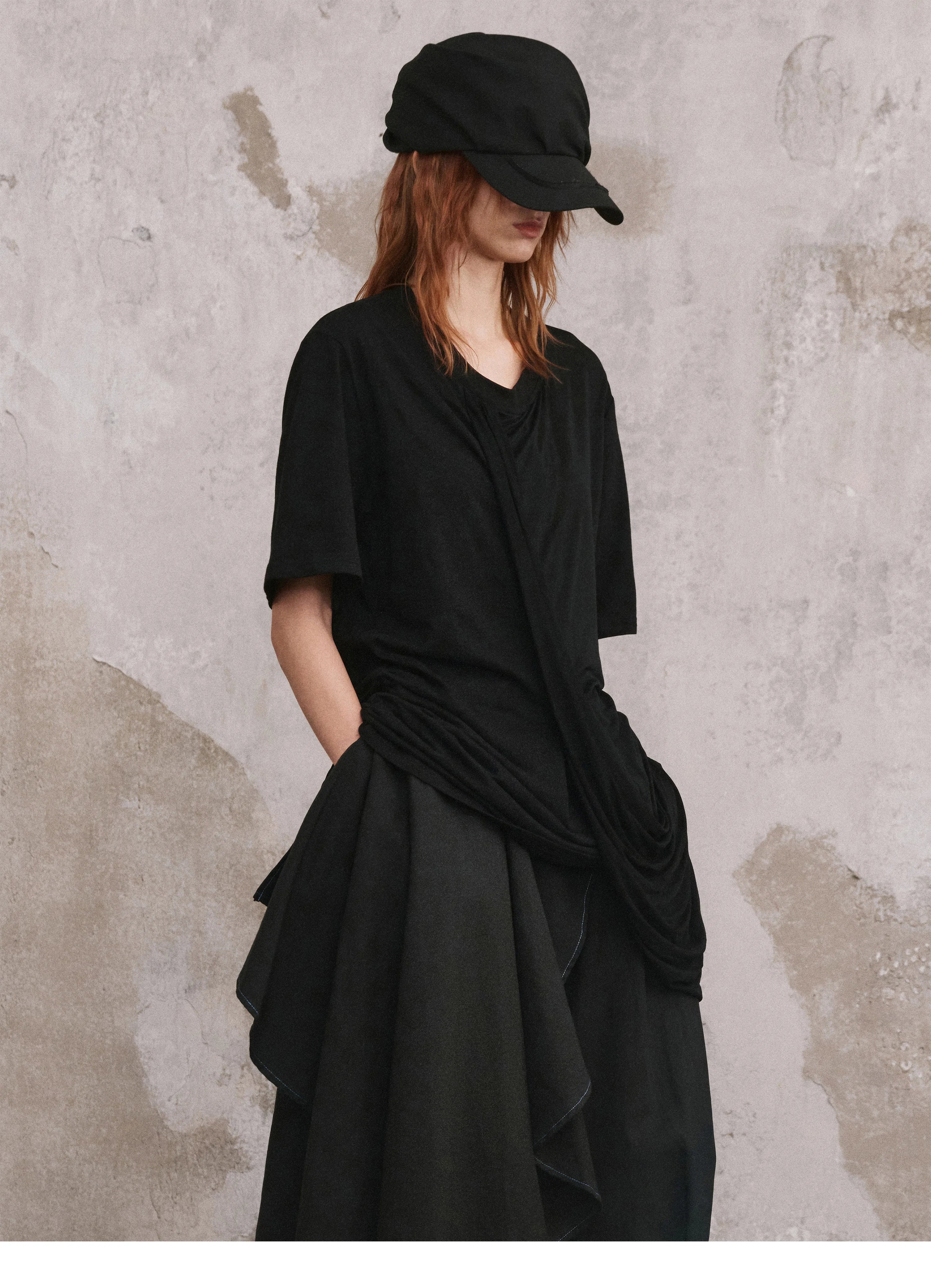Asymmetric Draped Layered Shorts