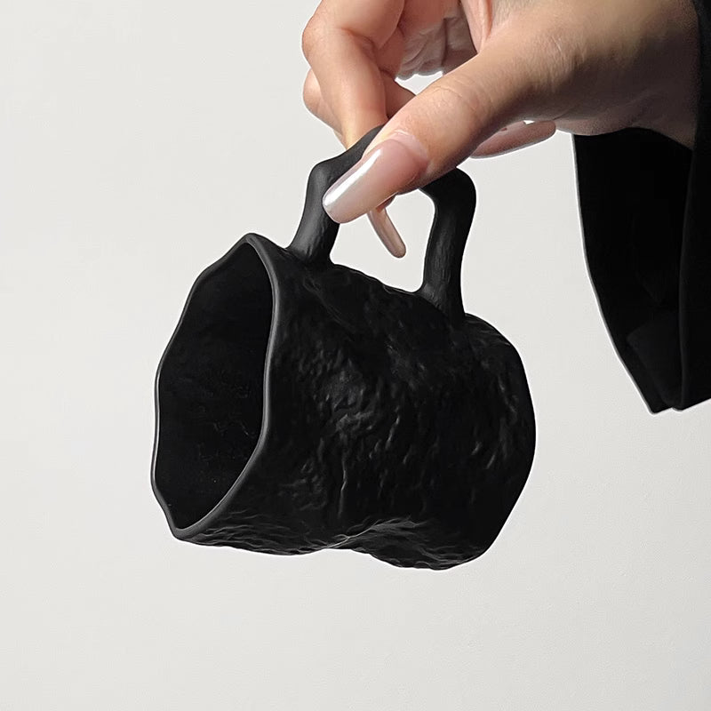 Obsidian Black Irregular Mug