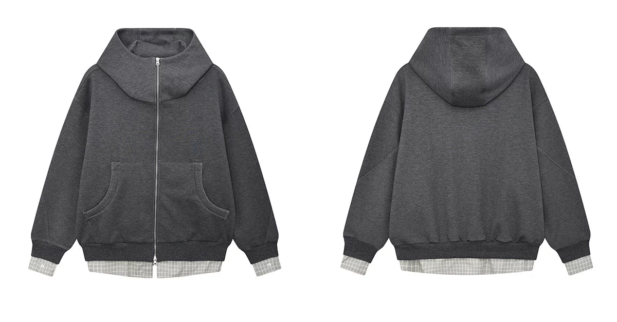 Detachable Plaid Layer Hoodie