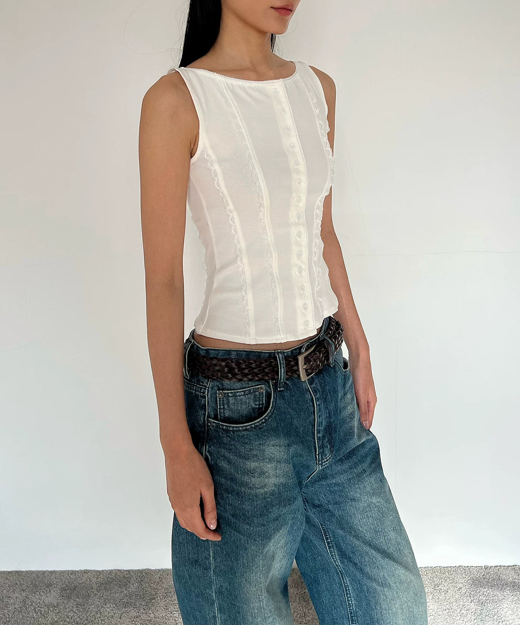 Contour Button Cotton Tank