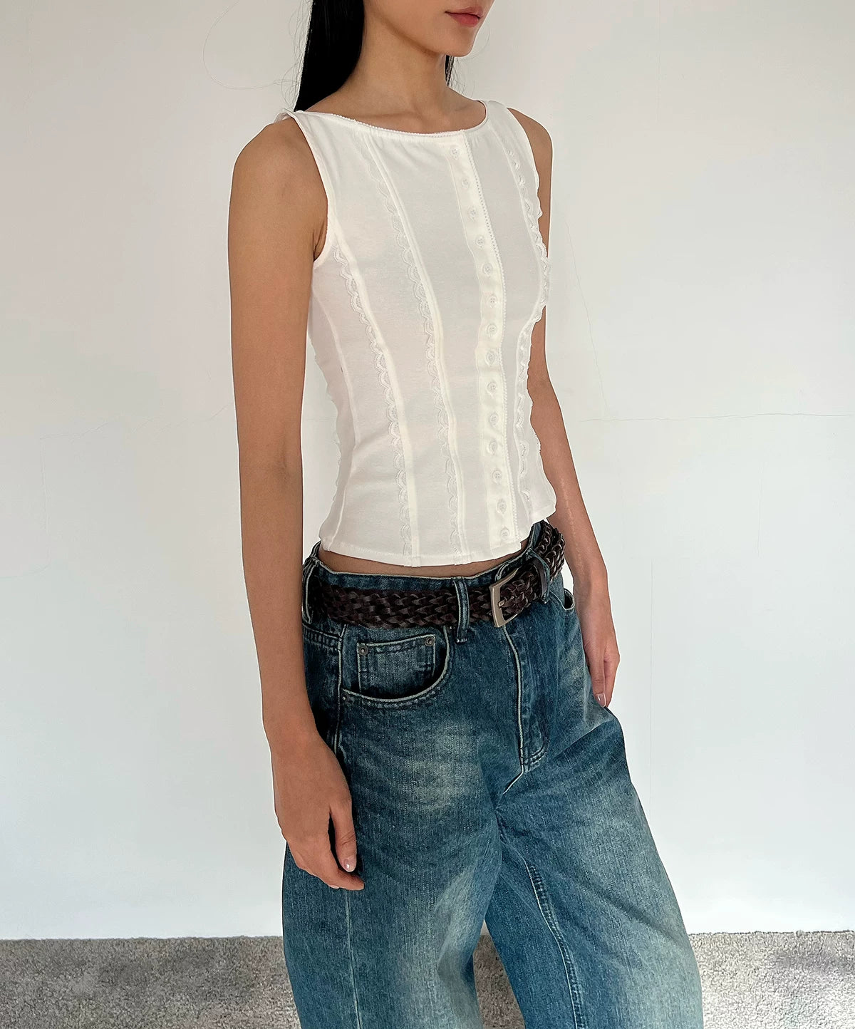 Contour Button Cotton Tank