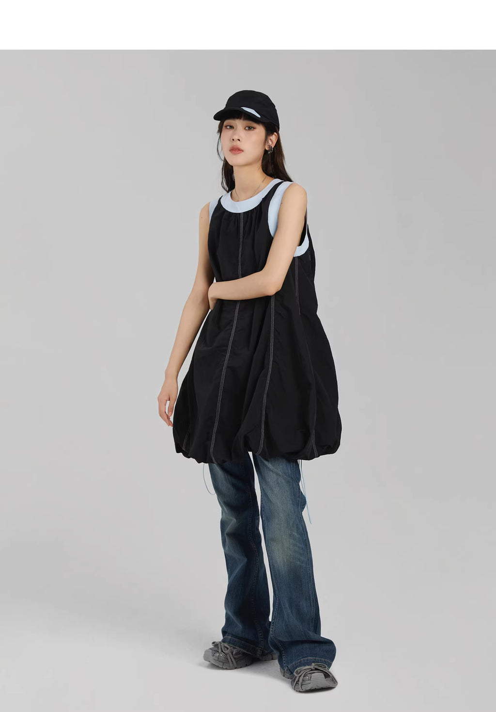 Technical Stitch Parachute Dress