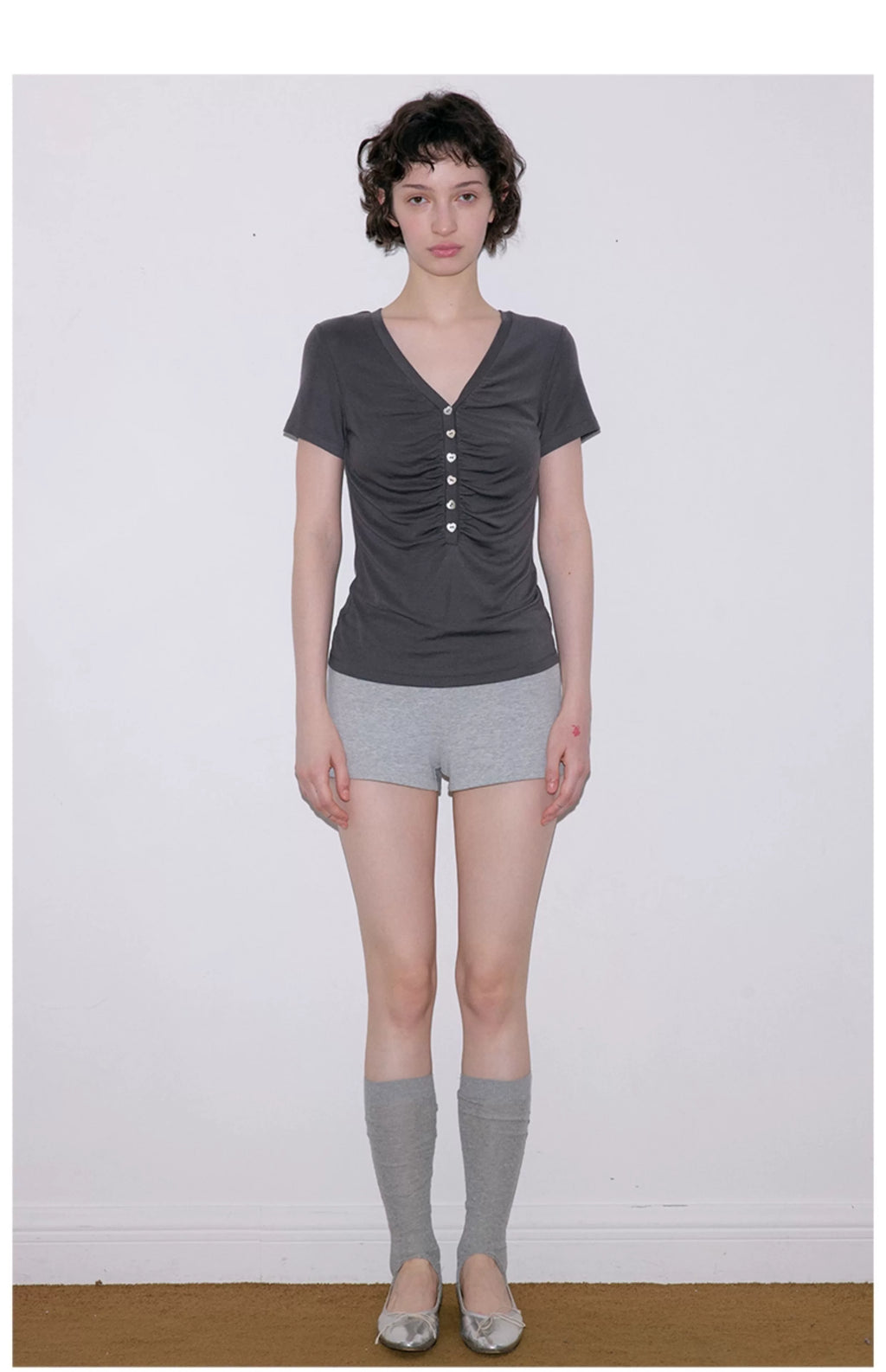 Roselight TENCEL™ Wool Button Ruched Top
