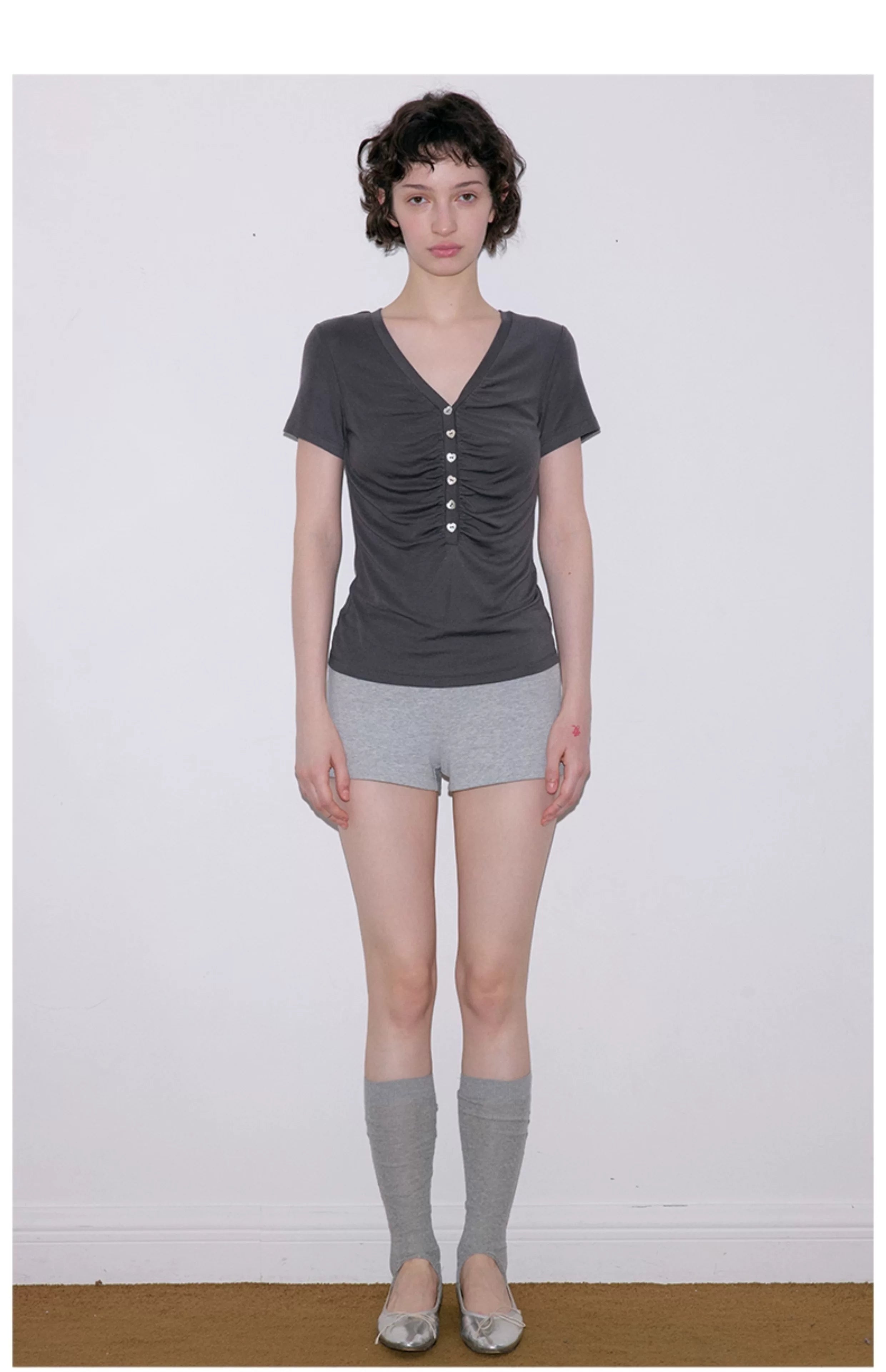 Roselight TENCEL™ Wool Button Ruched Top