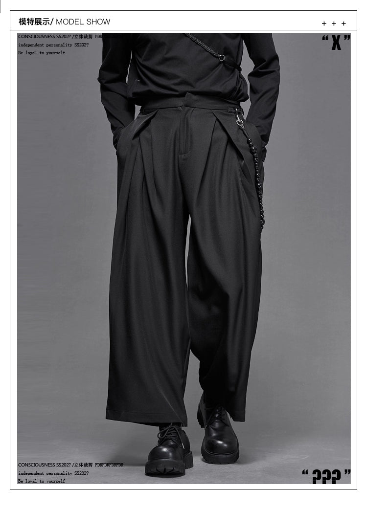 Pleated Trousers with Adjustable Waist