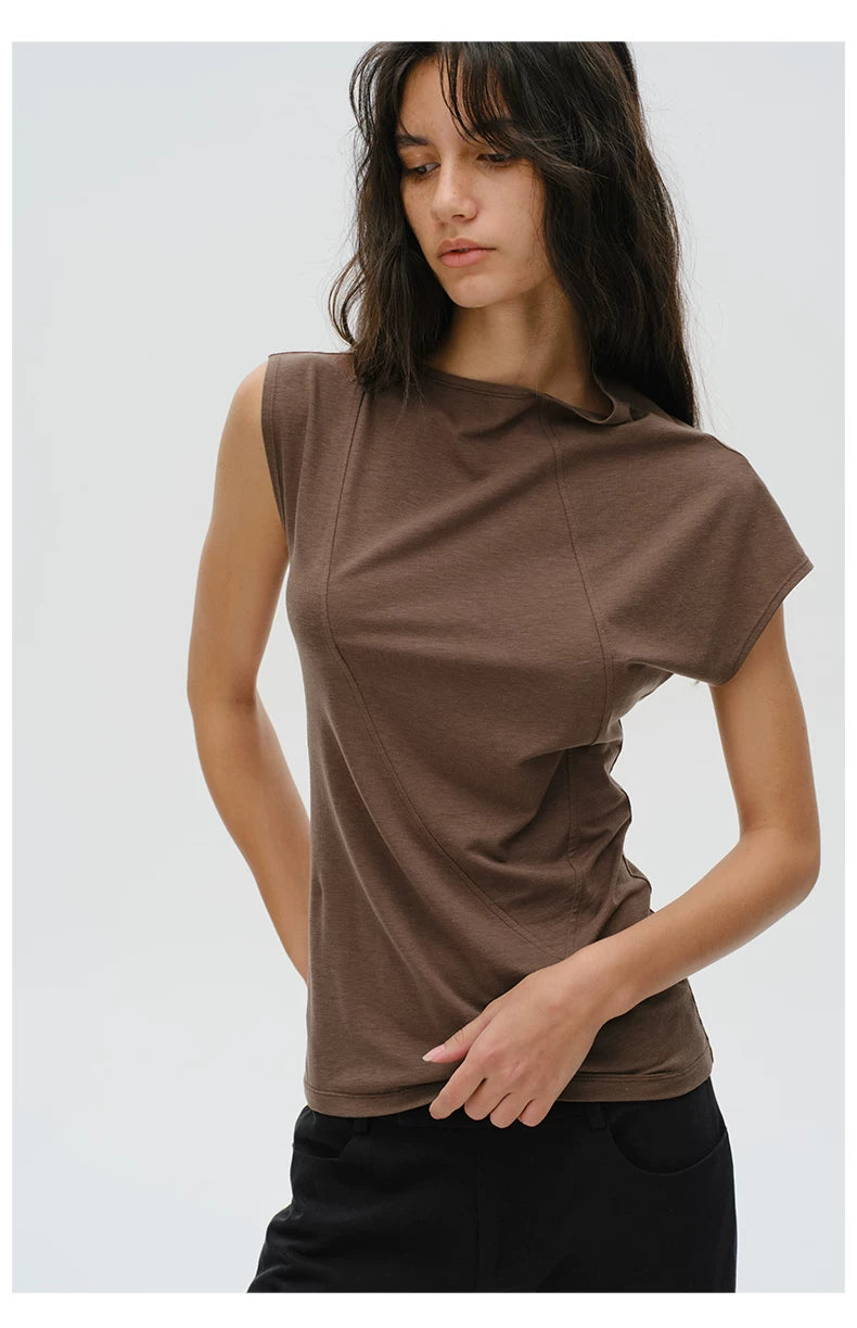 Contour Seam Cap Sleeve Top