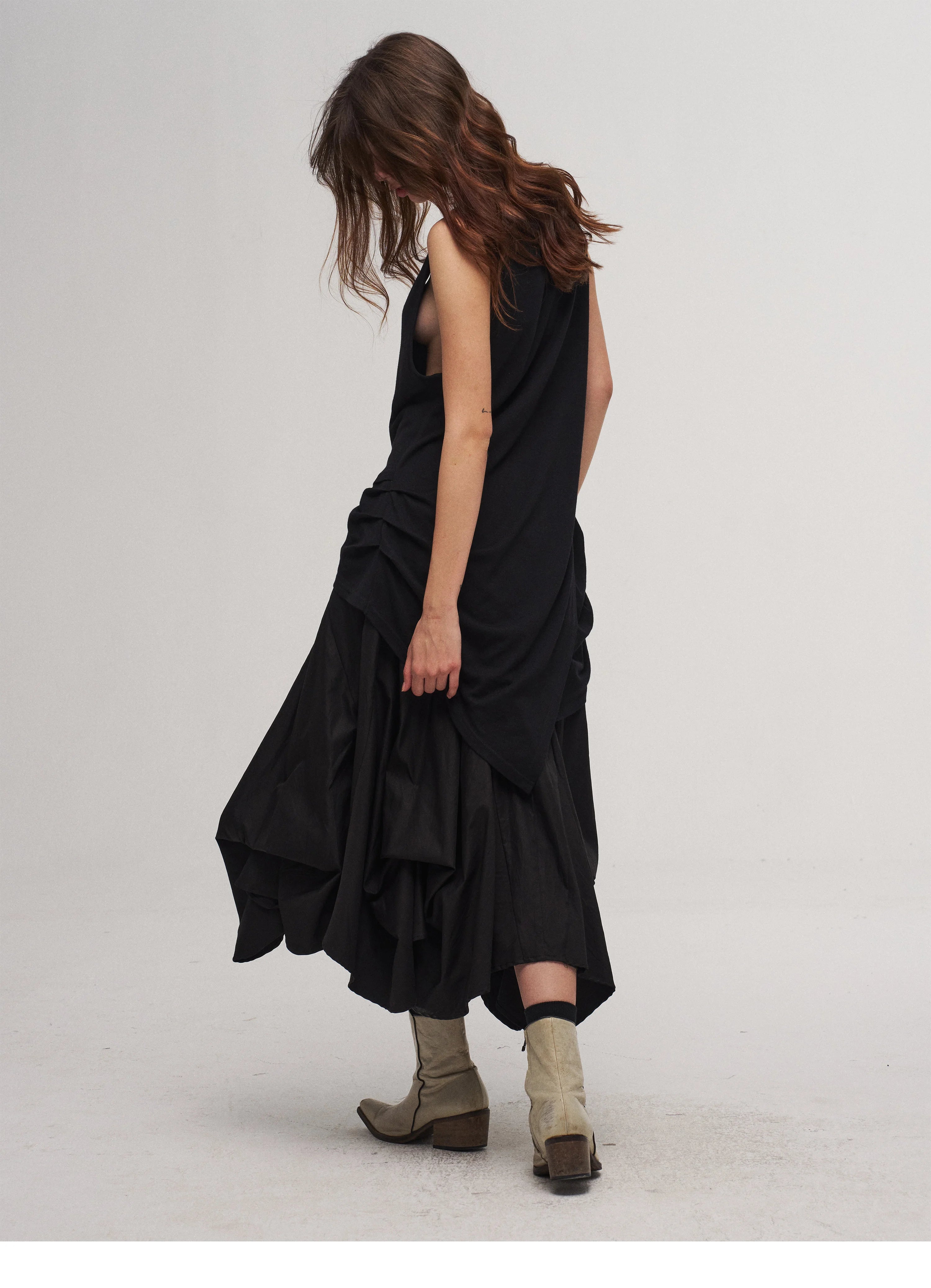 Fluid Draped Skirt Pants