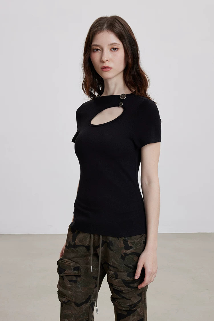 Ellipse Cut-Out Chrome Button Top
