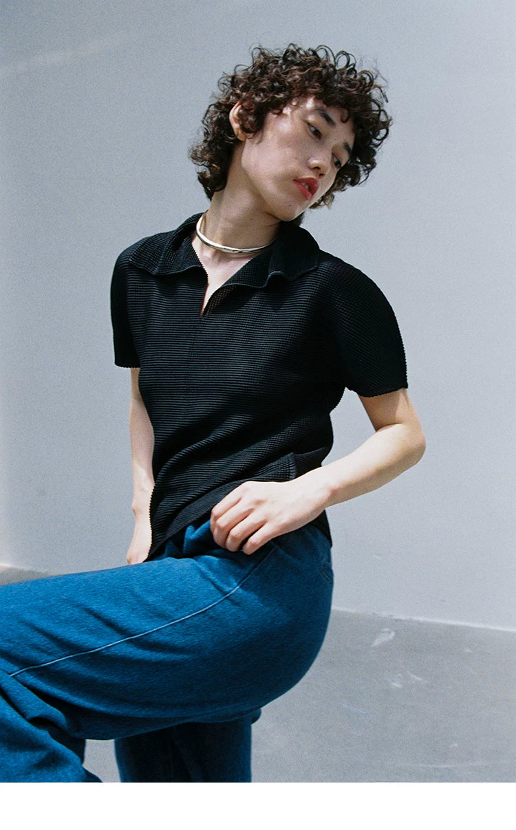 Micro-Piqué Polo Top