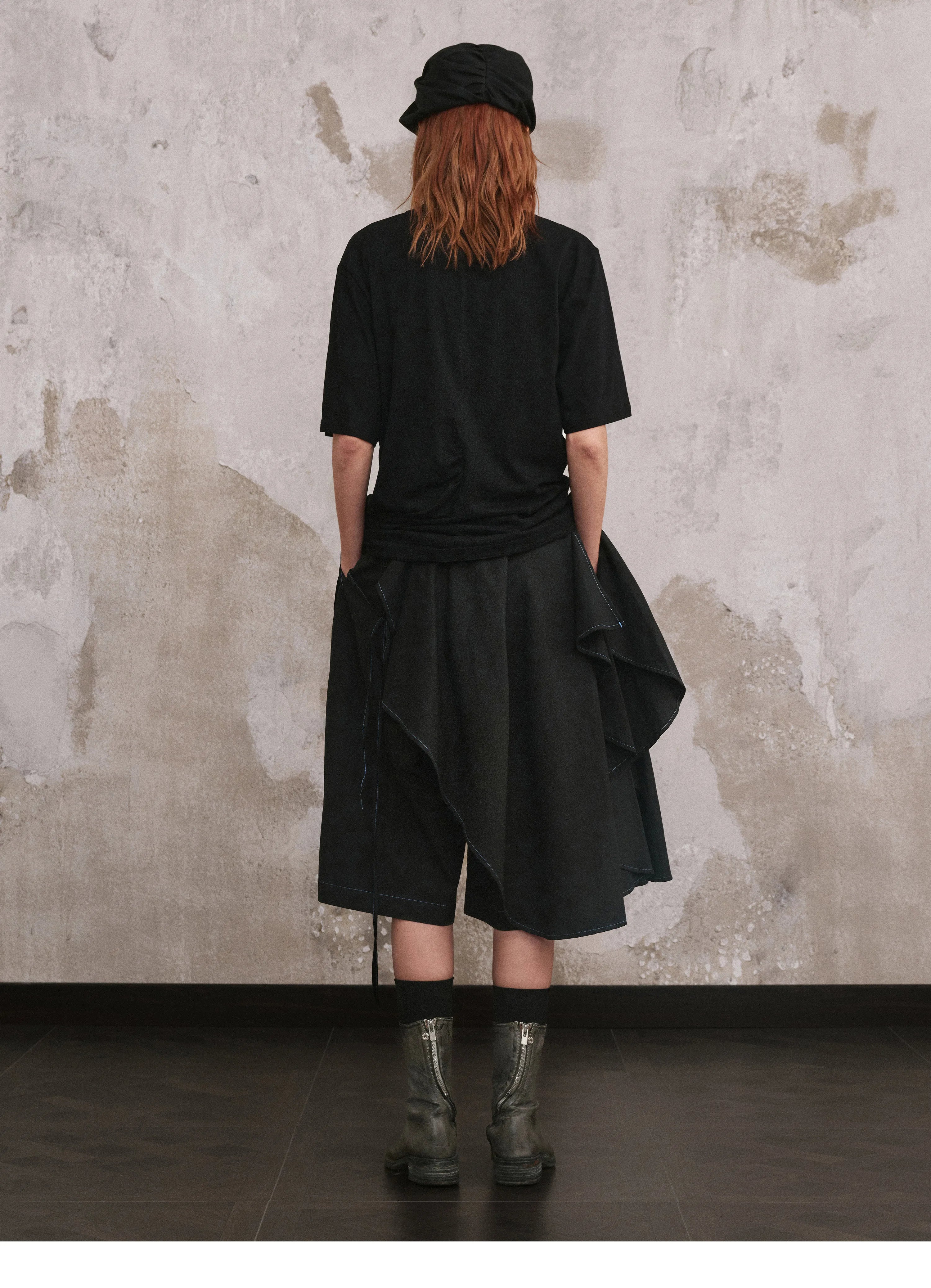 Asymmetric Draped Layered Shorts