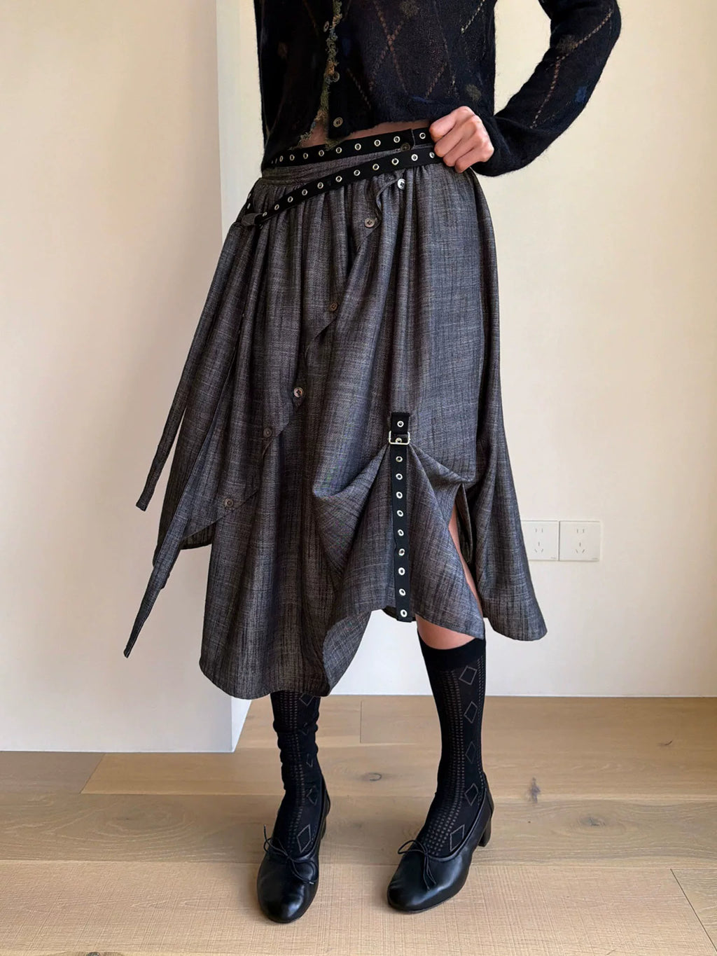 Deconstructed Harness Midi Skirt
