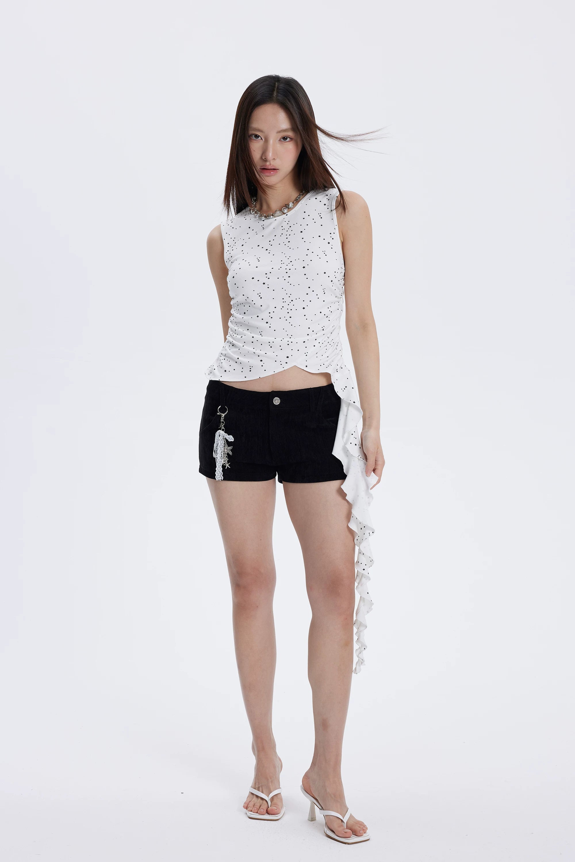 Falling Star Asymmetric Ruffle Top