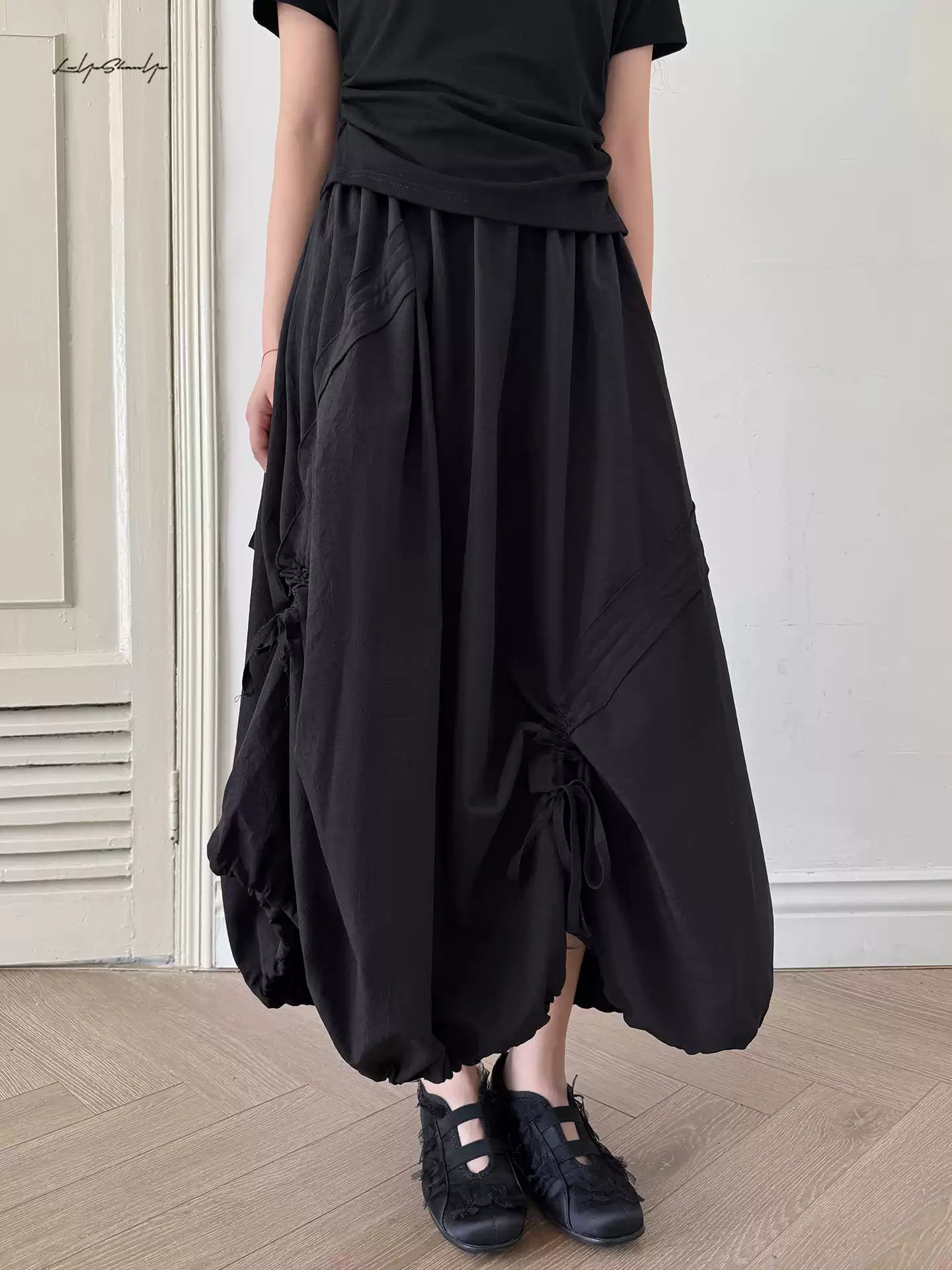 Adjustable Bubble Hem Maxi Skirt