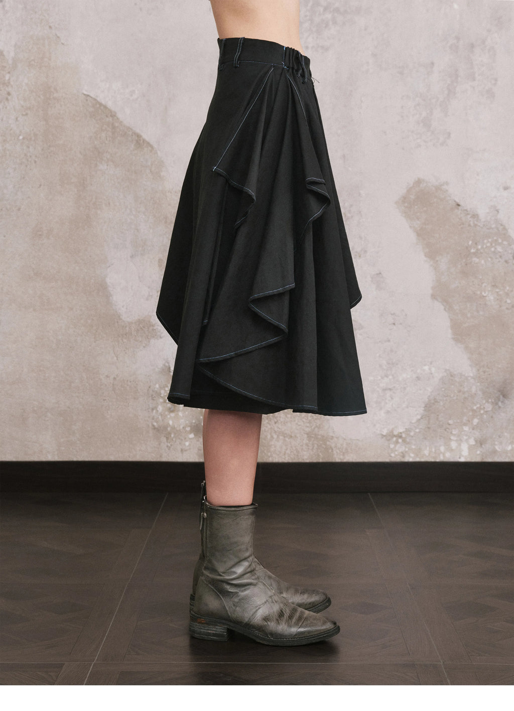 Asymmetric Draped Layered Shorts