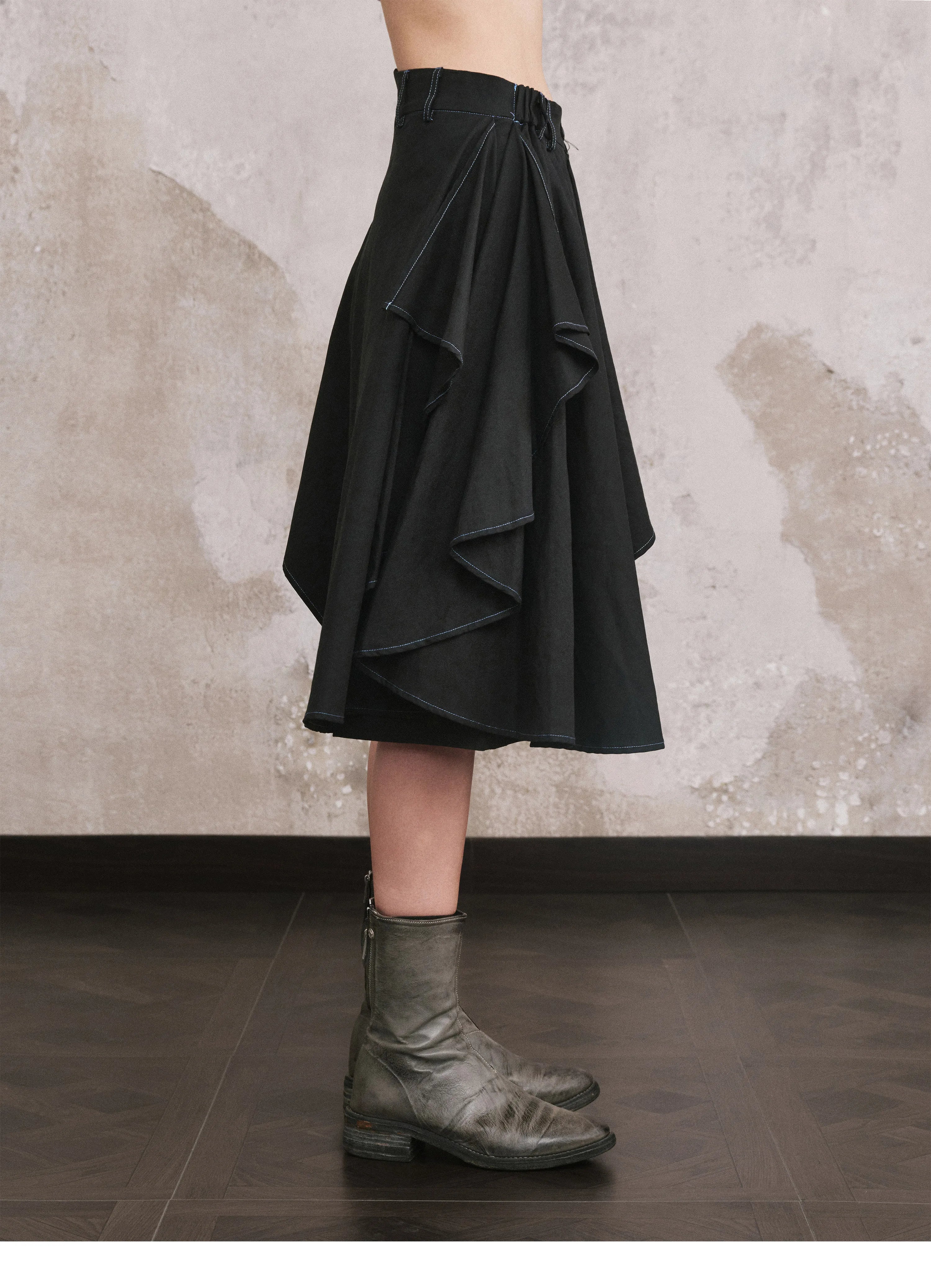 Asymmetric Draped Layered Shorts